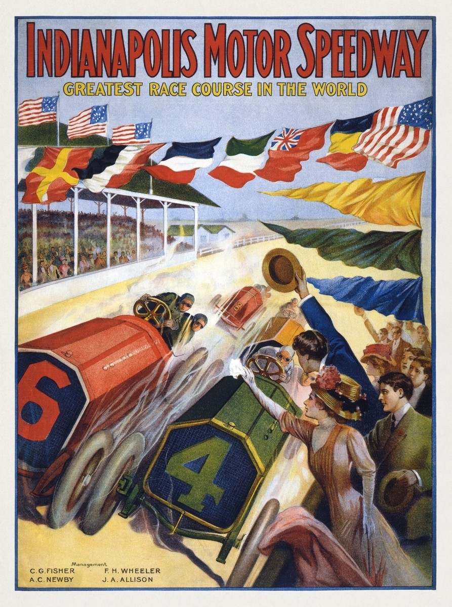 Vintage Indianapolis Motor Speedway Art Poster Print 1909 Vintage Indianapolis Motor Speedway Art Poster Print 1909