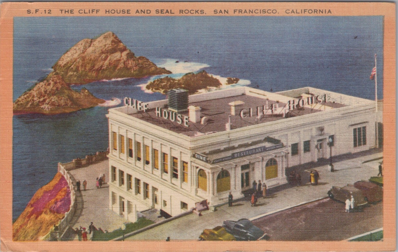 1949 The Cliff House San Francisco CA Linen Exterior Seal Rocks Postcard