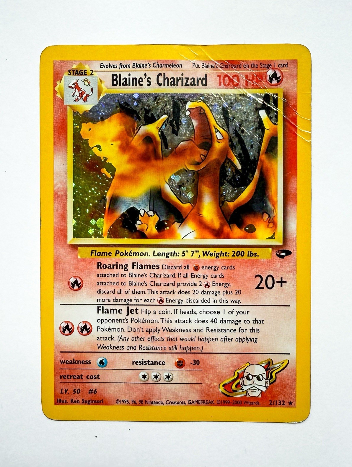 Blaine’s Charizard Holo 2/132 Gym Challenge 2000 English Vintage Pokemon WOTC