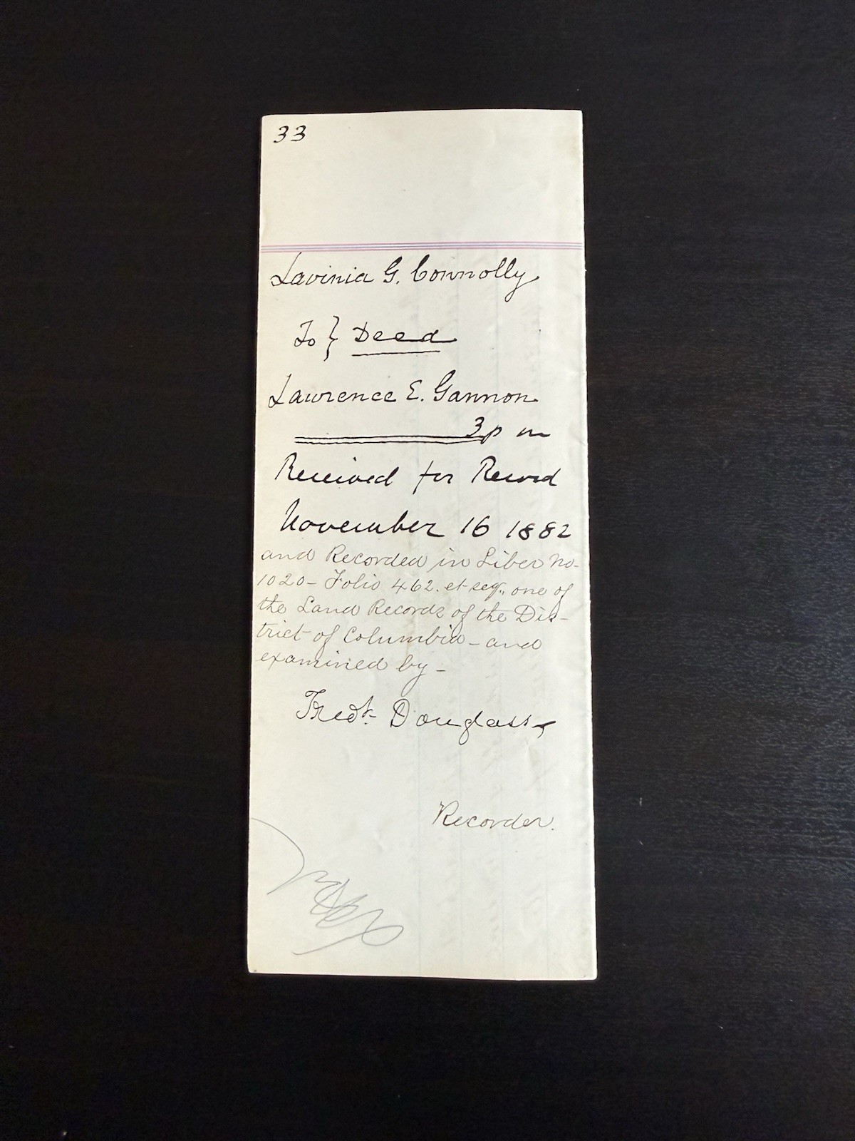Abolitionist Frederick Douglass Signed Deed Washington DC 1882