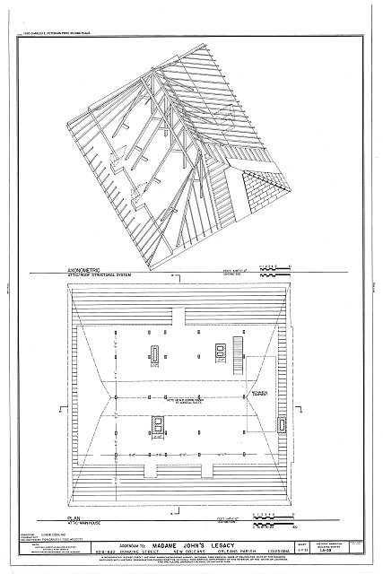 New Orleans Louisiana 1900s Madame John's Legacy 632 Dumaine Street HABS Plan