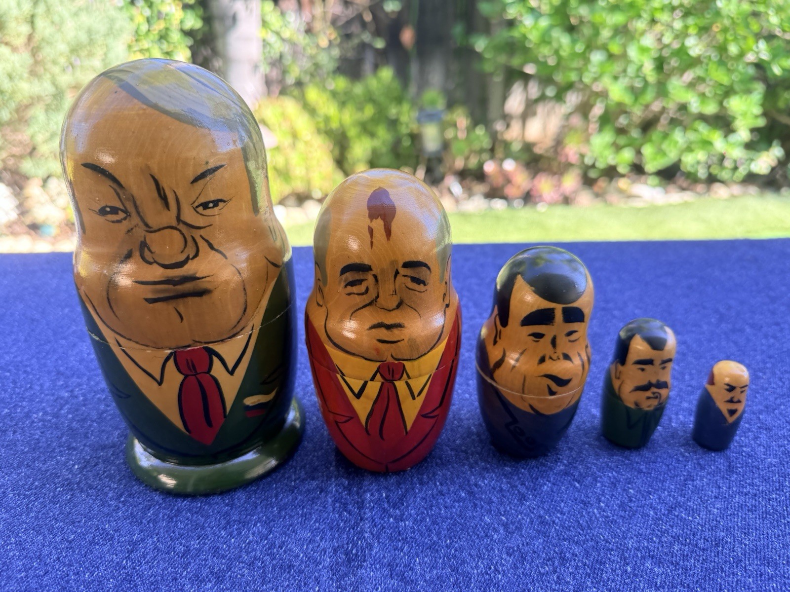 Vintage Political Leaders Wooden Russian Nesting Dolls Set