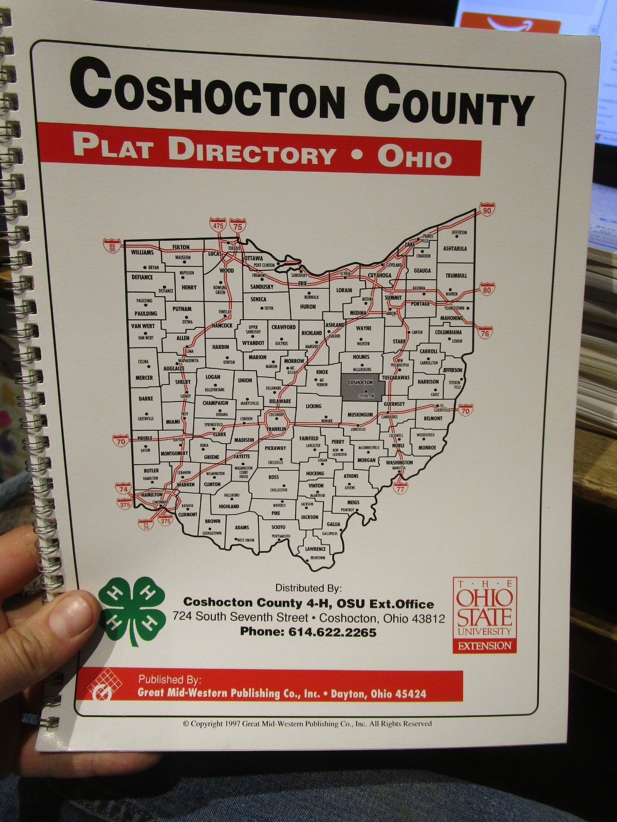 1997 Coshocton County Ohio Plat Book Land Owner Maps Conesville Fresno Nellie