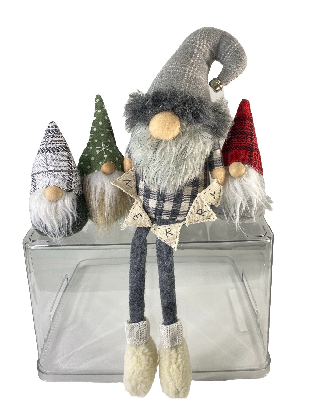 Mud Pie Christmas Gray Gnome “Merry” Shelf Sitter with Dangling Legs & Friends Mud Pie Christmas Gray Gnome “Merry” Shelf Sitter with Dangling Legs & Friends