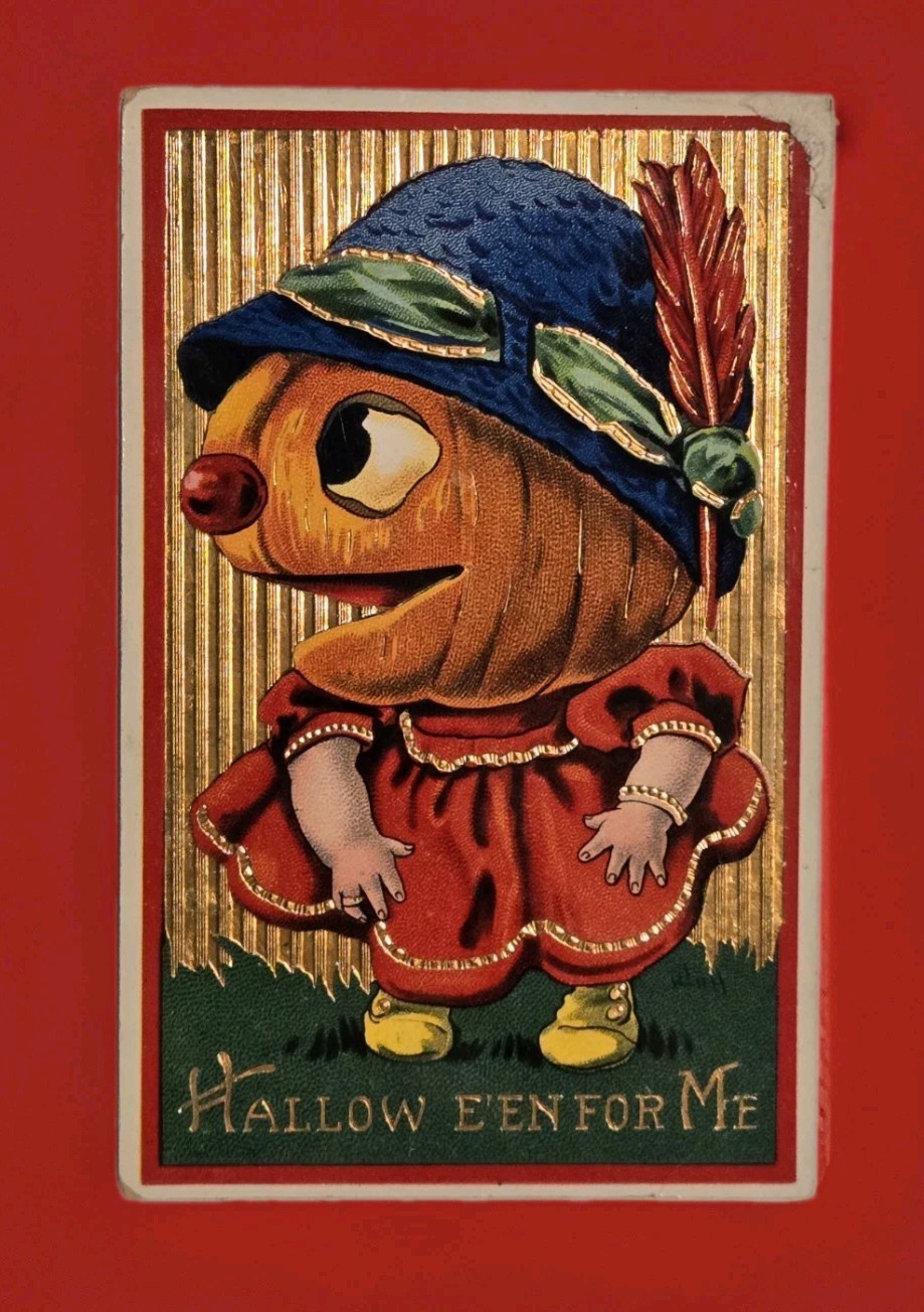 A/S Wall Halloween Postcard Jack O\' Lantern Girl Festive Clothing Series N. 7107