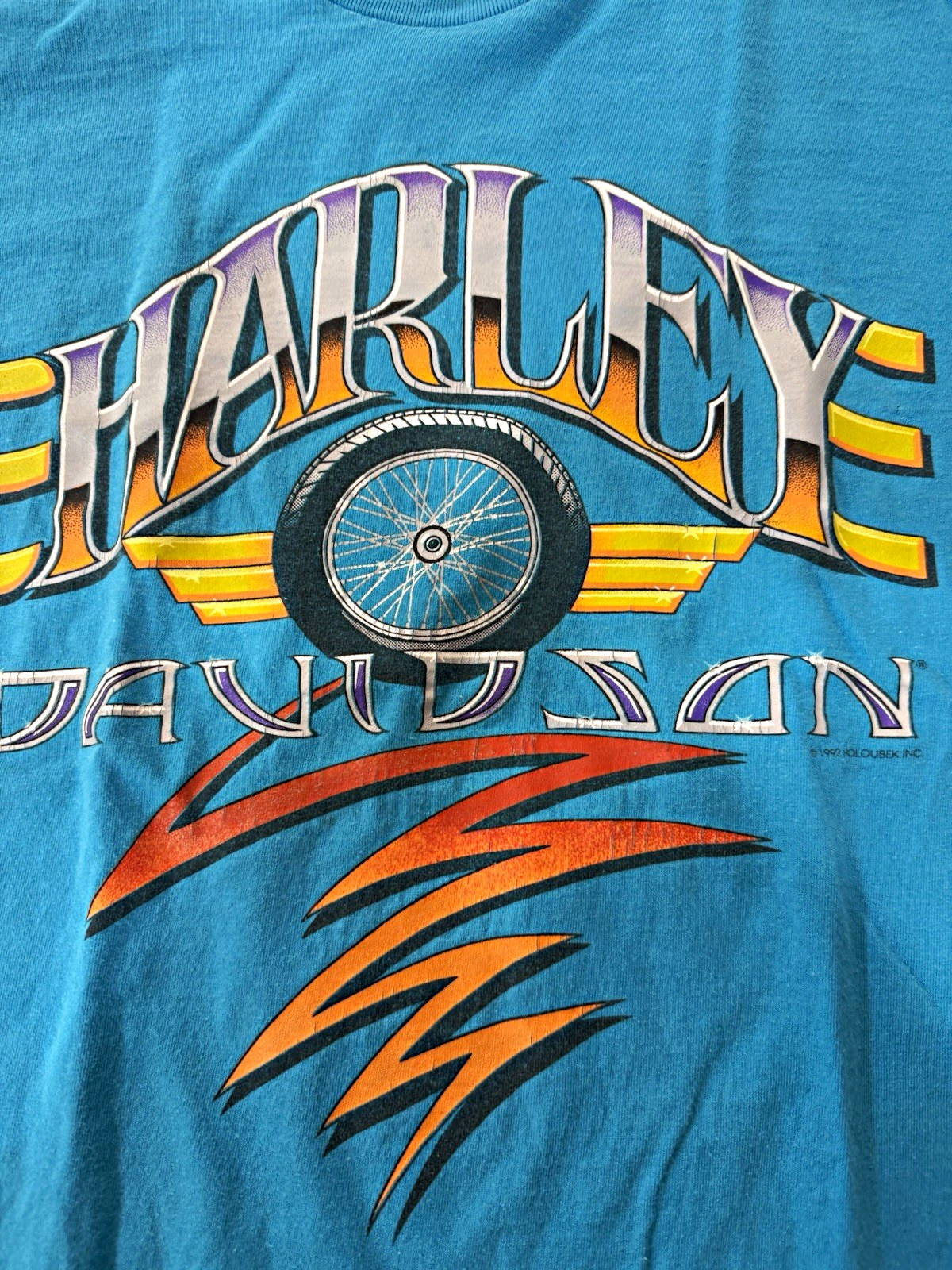 Rare Vintage Teal 90s Harley Davidson tee