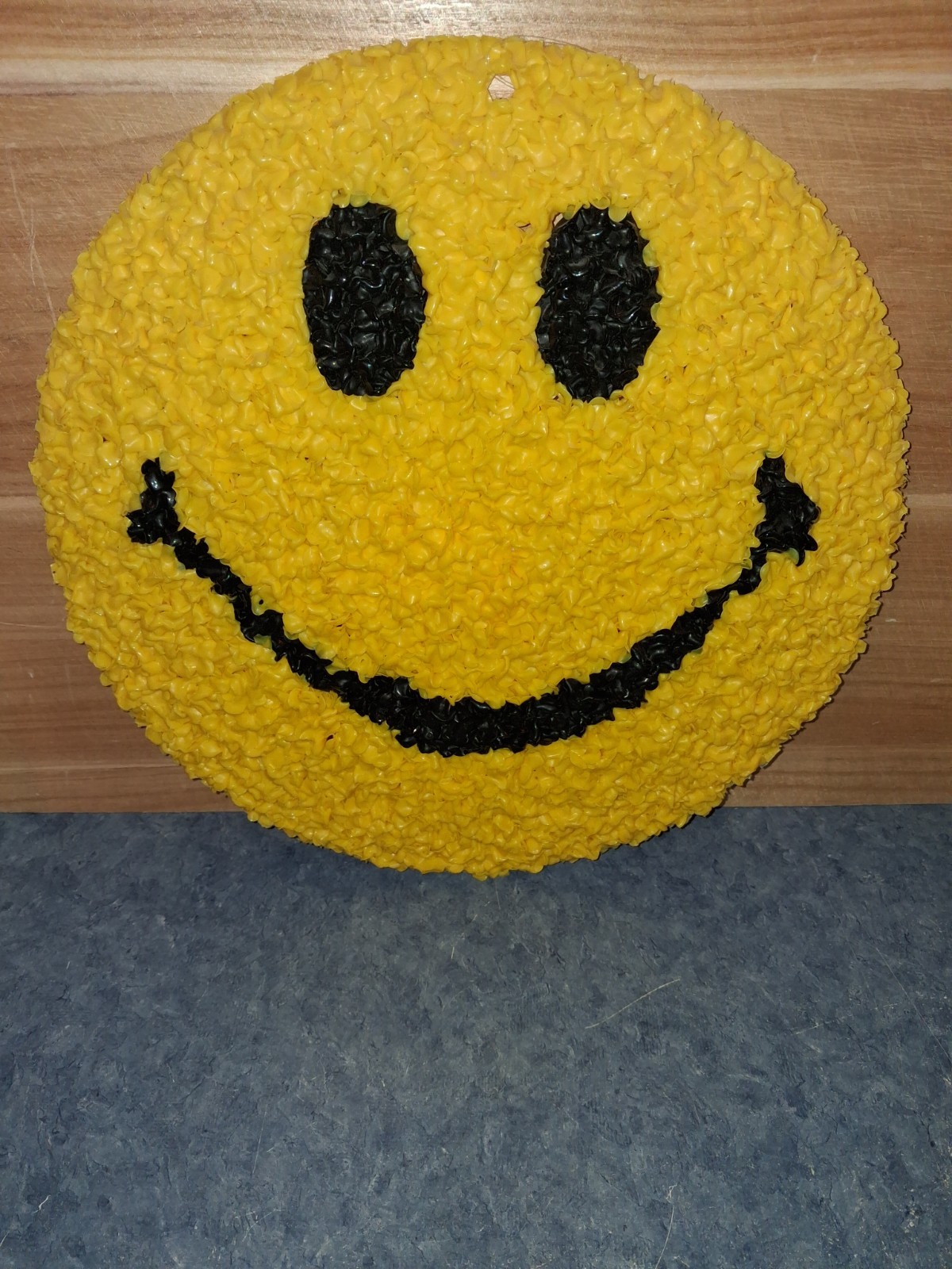 Vntg Kage Yellow Smiley Face Melted Plastic Popcorn 13.5\