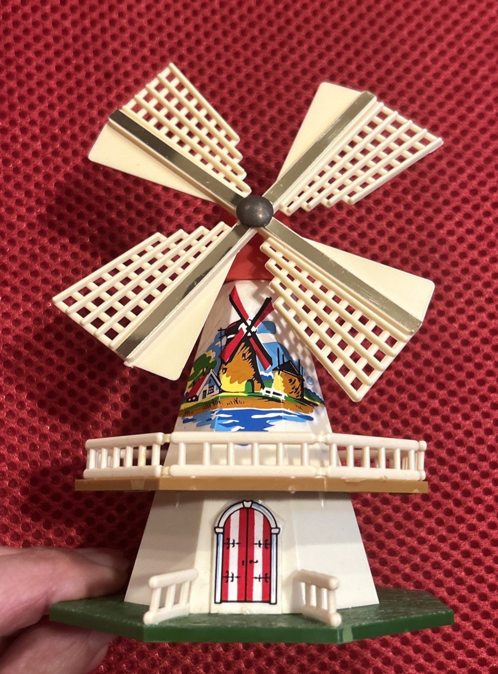 Vintage Western Europe Holland Souvenir Windmill Figurine Moveable Sails