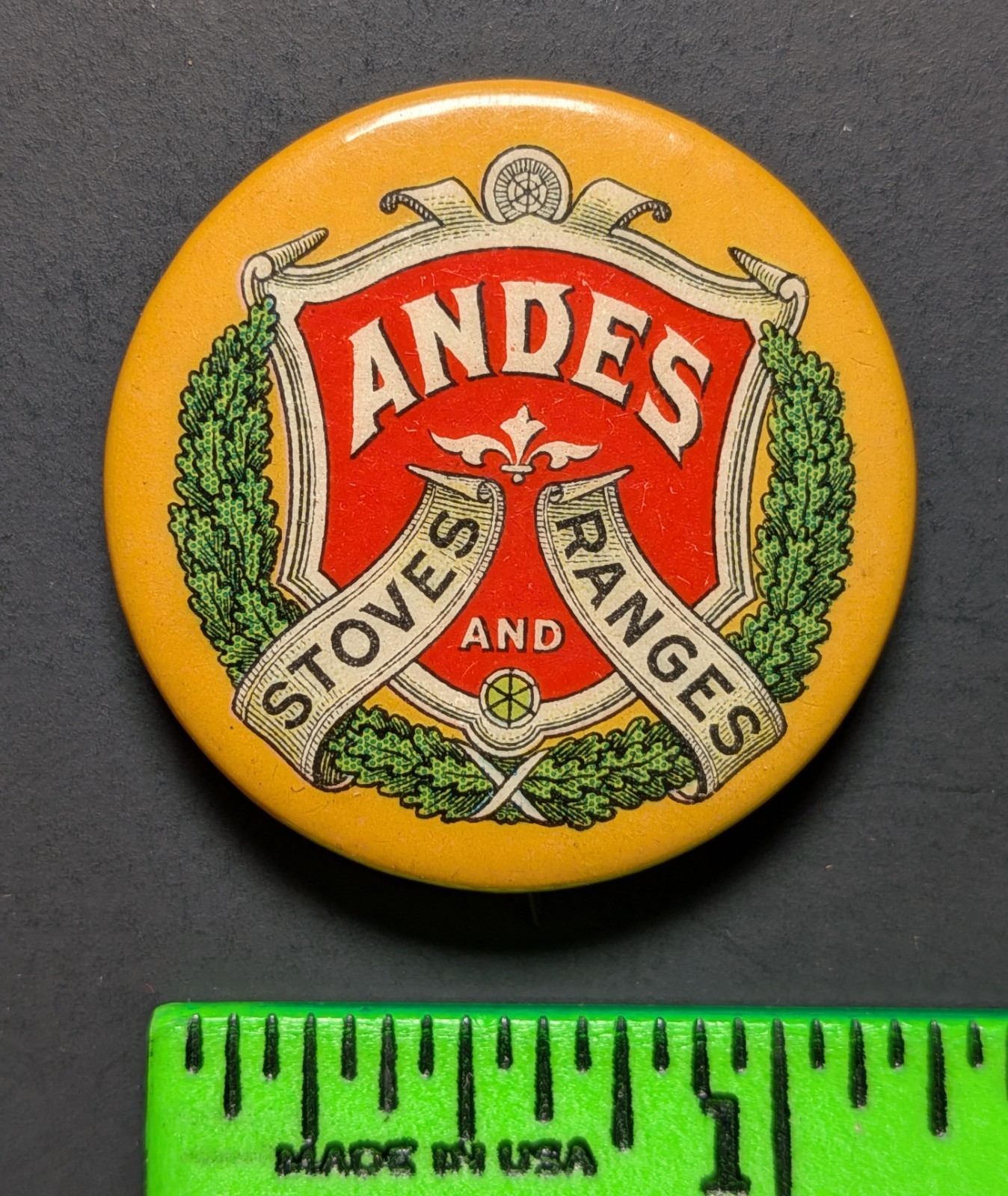 Vintage Andes Stoves and Ranges Pinback Pin Vintage Andes Stoves and Ranges Pinback Pin