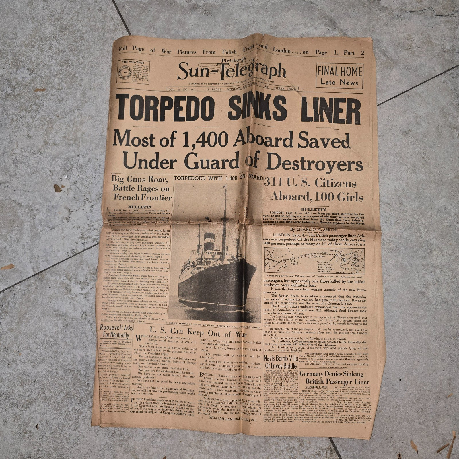 Historic Newspaper Pittsburg Sun-Telegraph - 