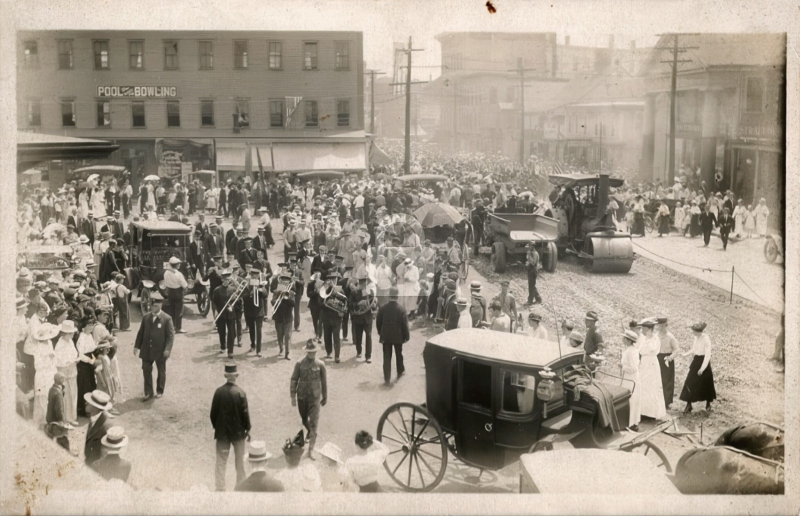 c1915 HUGE EVENT MORSE DOVER NH POOL BOWLING BUSY RPPC Photo Postcard COPY