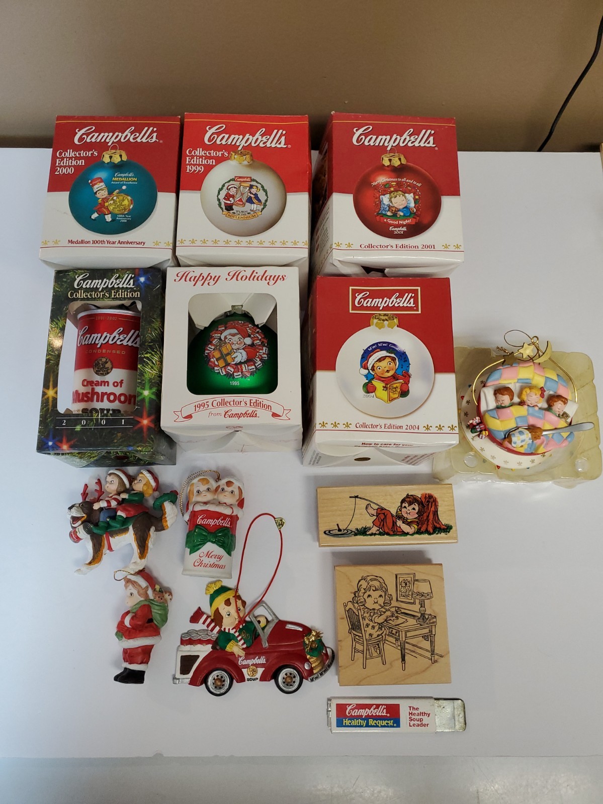 Campbells Soup Kids Christmas Ornaments Collectibles Stamp LOT OF 14