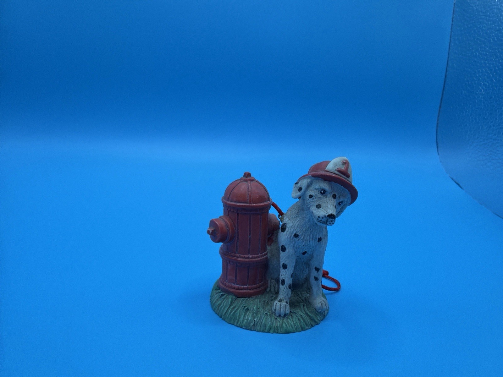 Vintage Dalmatian Firefighter Dog Christmas Ornament Hydrant Fire Pup Resin