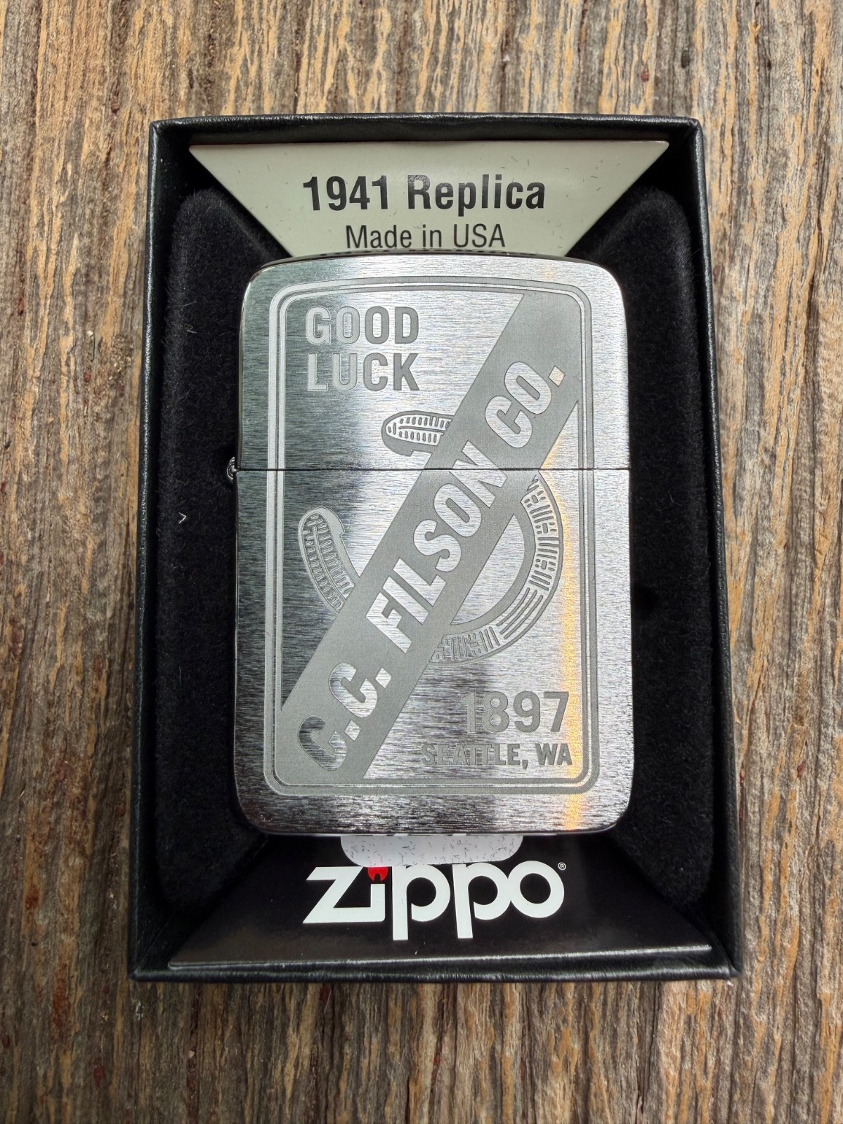 Filson Zippo Good Luck Lighter USA Made #20499206 Discontinued Rare Replica 1941 Filson Zippo Good Luck Lighter USA Made #20499206 Discontinued Rare Replica 1941
