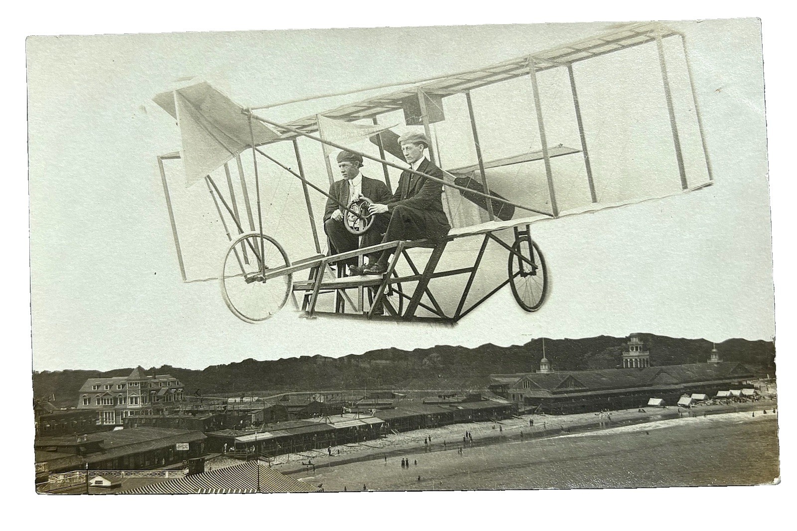 Antique photo 1912 RPPC Aircraft Narragansett Pier Rhode Island