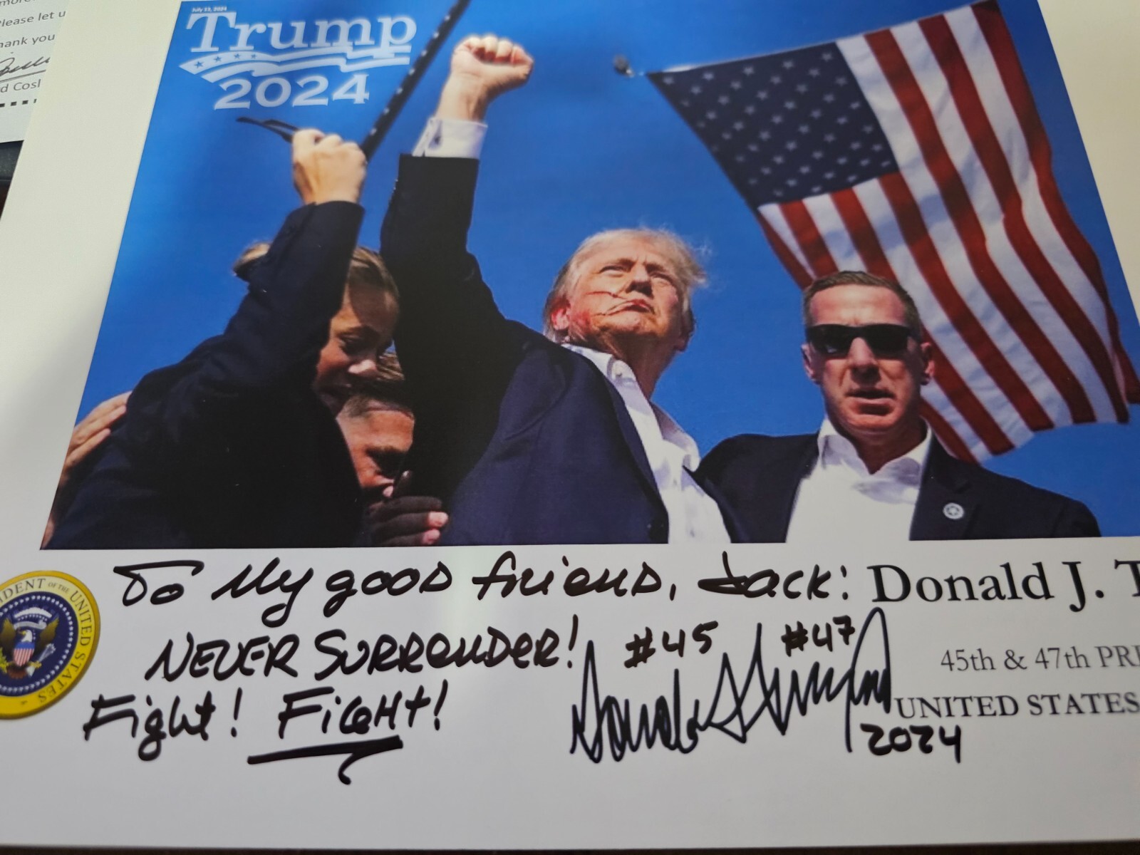 PERSONALIZED President Donald J. Trump autographed FIGHT 11x8.5 photo REPRINT PERSONALIZED President Donald J. Trump autographed FIGHT 11x8.5 photo REPRINT