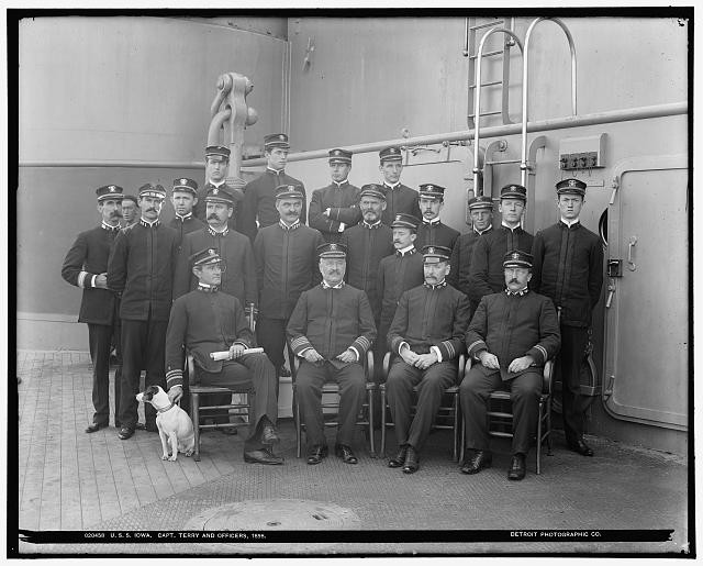 Photo:U.S.S. Iowa, Capt. Terry and officers