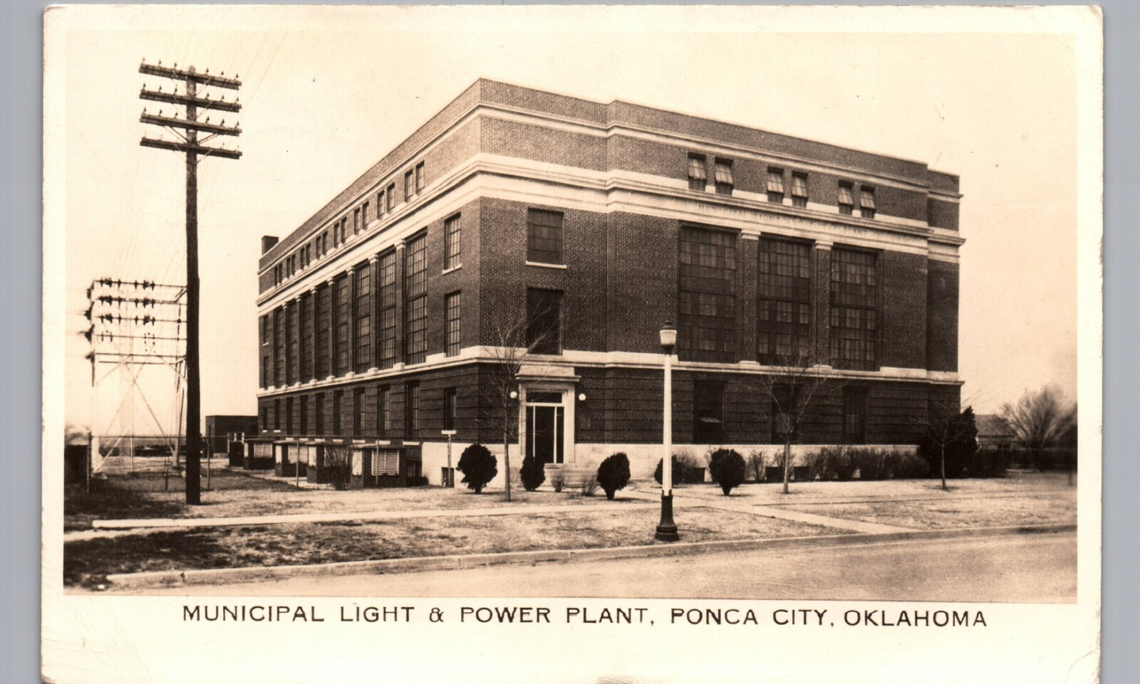 MUNICIPAL LIGHT & POWER PLANT ponca city ok real photo postcard rppc oklahoma