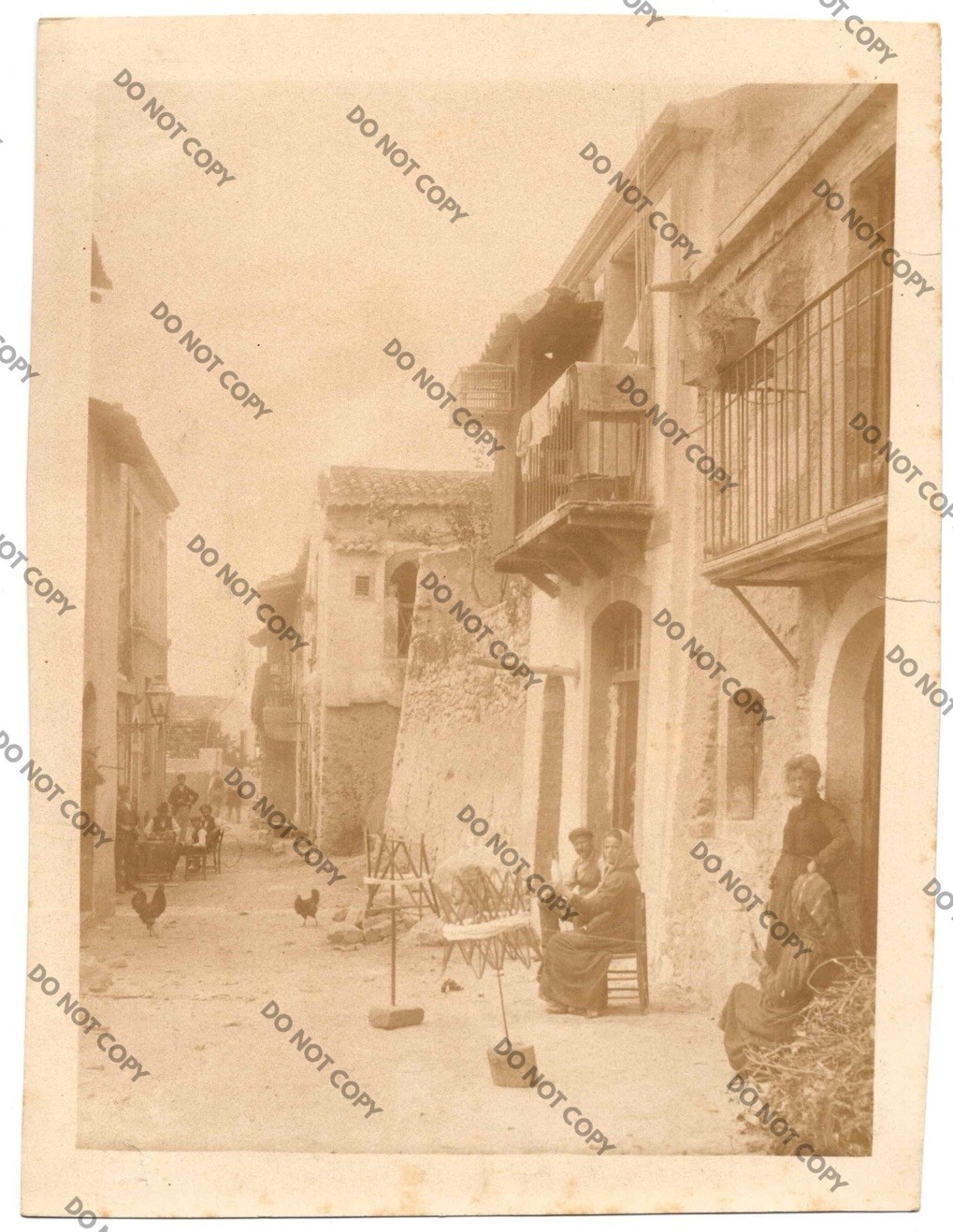 RARE Antique 1900 Street Life Homes Sicily Italy Art F GALIFI CRUPI Photo