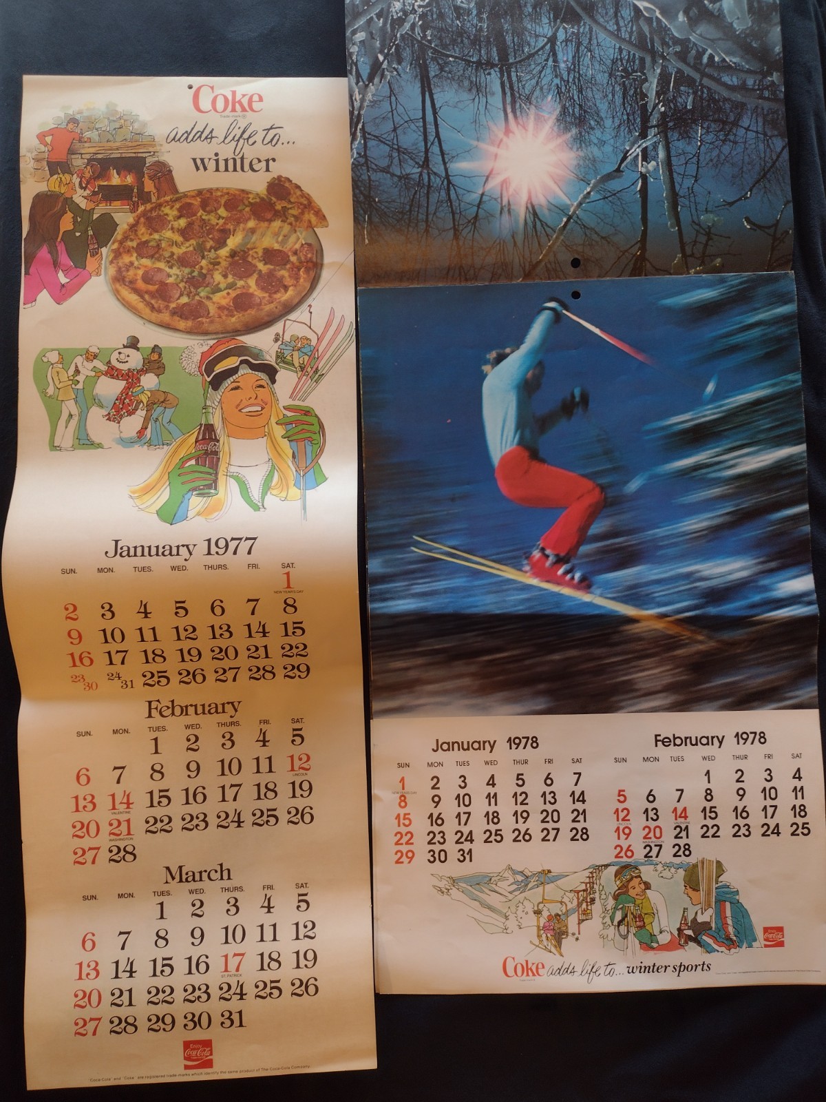 Vintage 1977 1978 Coca Cola Calendars Coke Adds Life Advertising Lot of 2