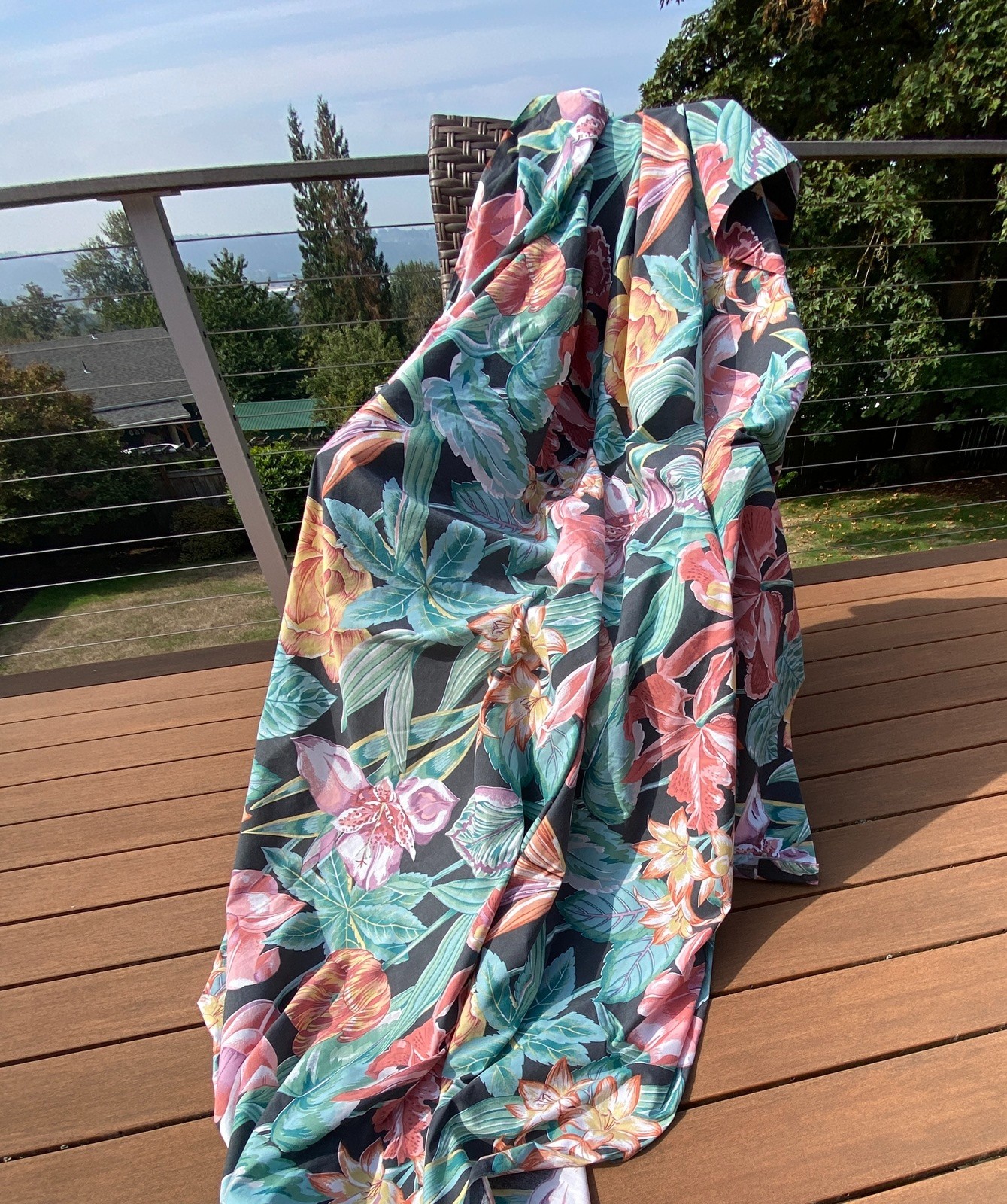 Vtg Atelier Martex Antigua Full Flat Sheet Black Floral Tropical Luxury Percale Vtg Atelier Martex Antigua Full Flat Sheet Black Floral Tropical Luxury Percale