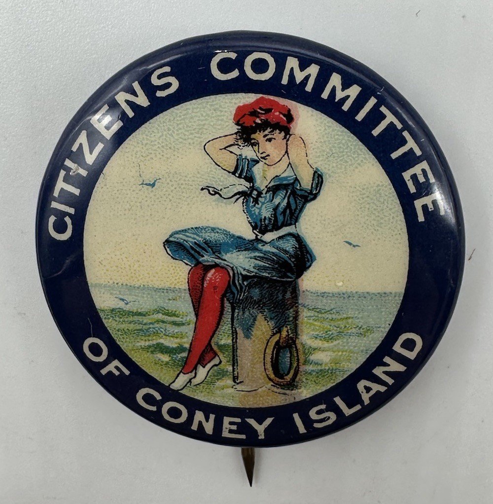 Antique Coney Island Citizens Committee Pinback Button Bastian Bros