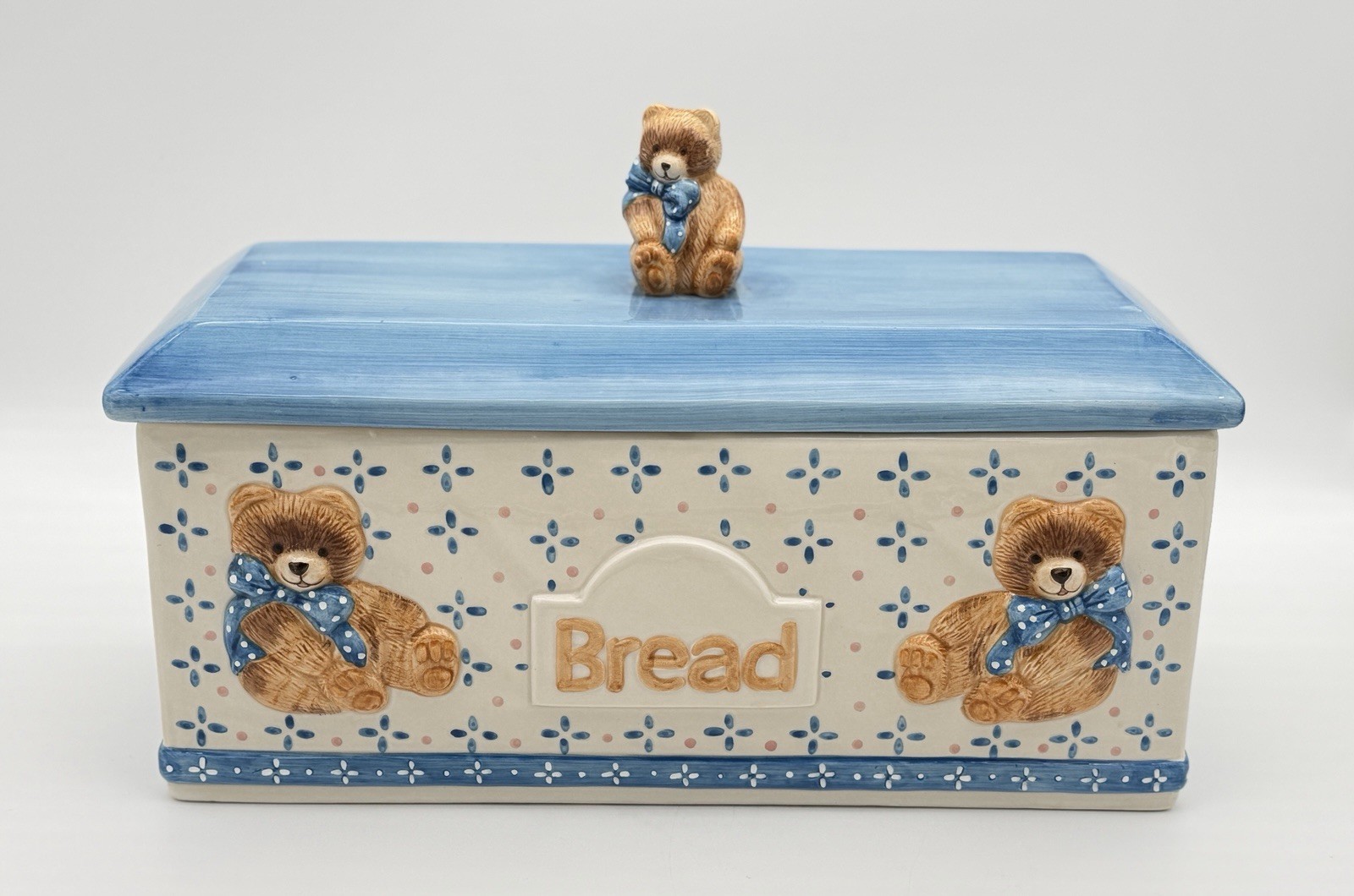 VTG Tienshan Theodore Country Bear Ceramic Bread Box-14