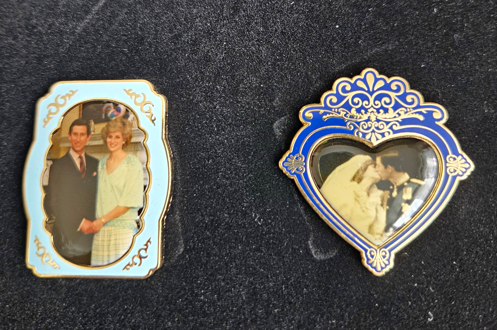 Princess Diana & Prince Charles 1981 Wedding Commemorative 2 Illustrated Pins