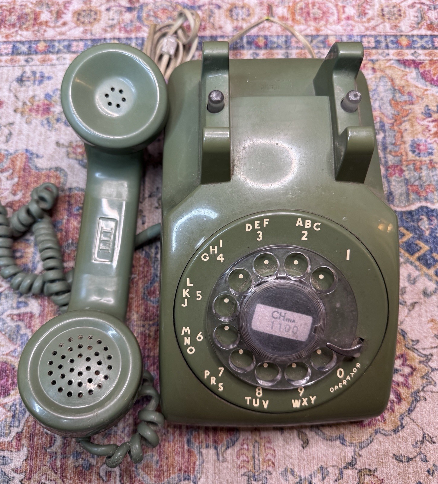 Vtg 1968 ITT 500 Series Rotary Desk Phone Moss Olive Green Bell Systems 1960’s