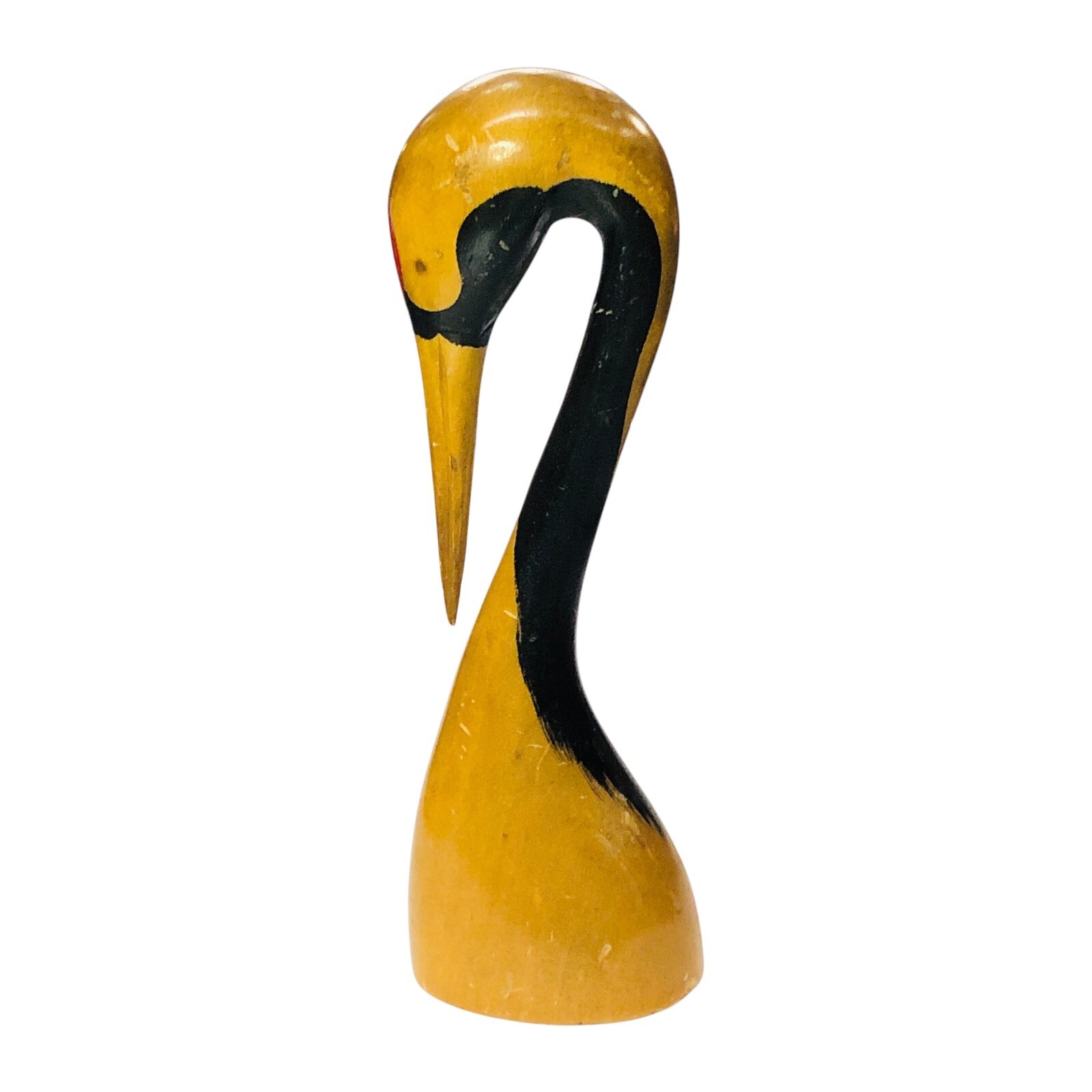 Japanese Crane Tsuru 鶴 Bird Wooden Figure Carved Meoto Hokkaido Lucky Charm JP