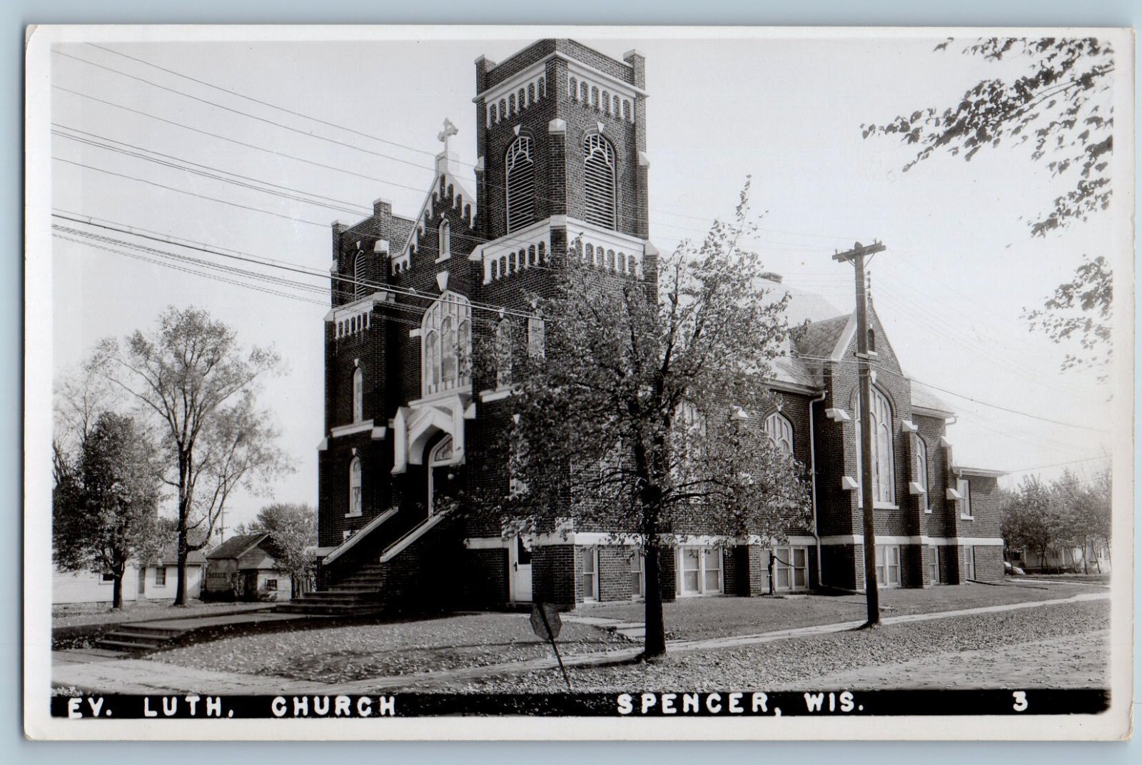 c1910's Evangelical Lutheran Church Spencer Wisconsin WI RPPC Photo Postcard