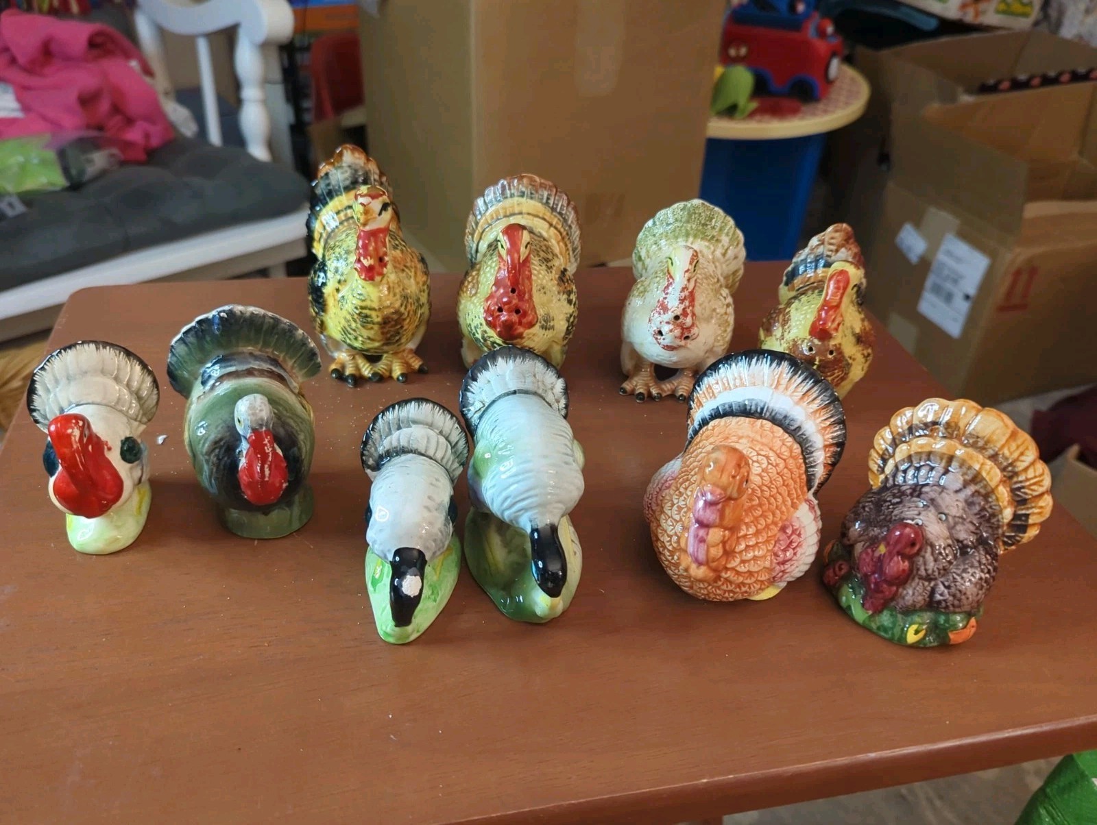 10 Vintage Thanksgiving Turkey Salt Pepper Shakers Lot MCM Japan  Fall