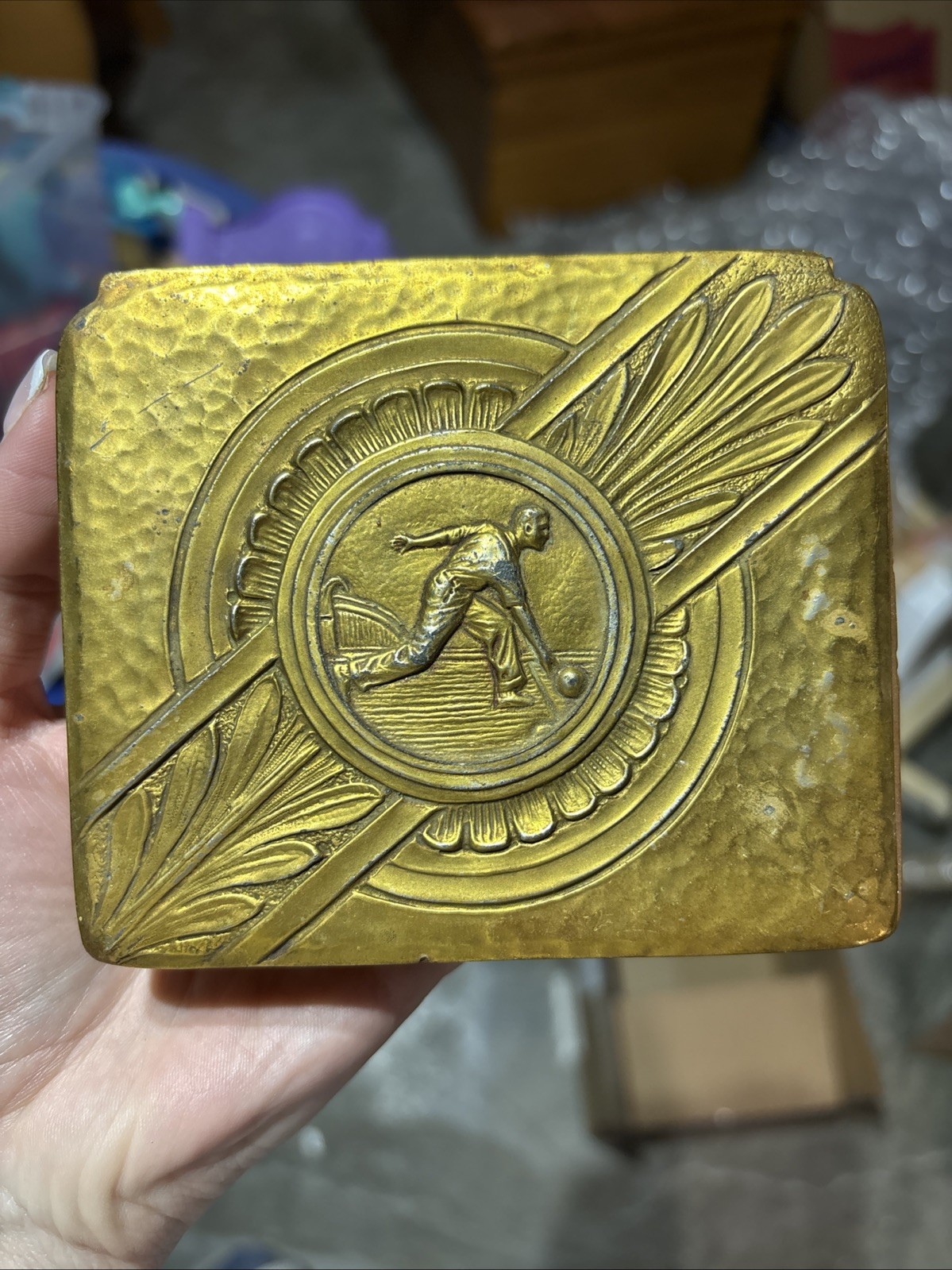 Antique W.B. Mfg Co #790 Bowling Cigarette Box Weidlich Bros Art Deco