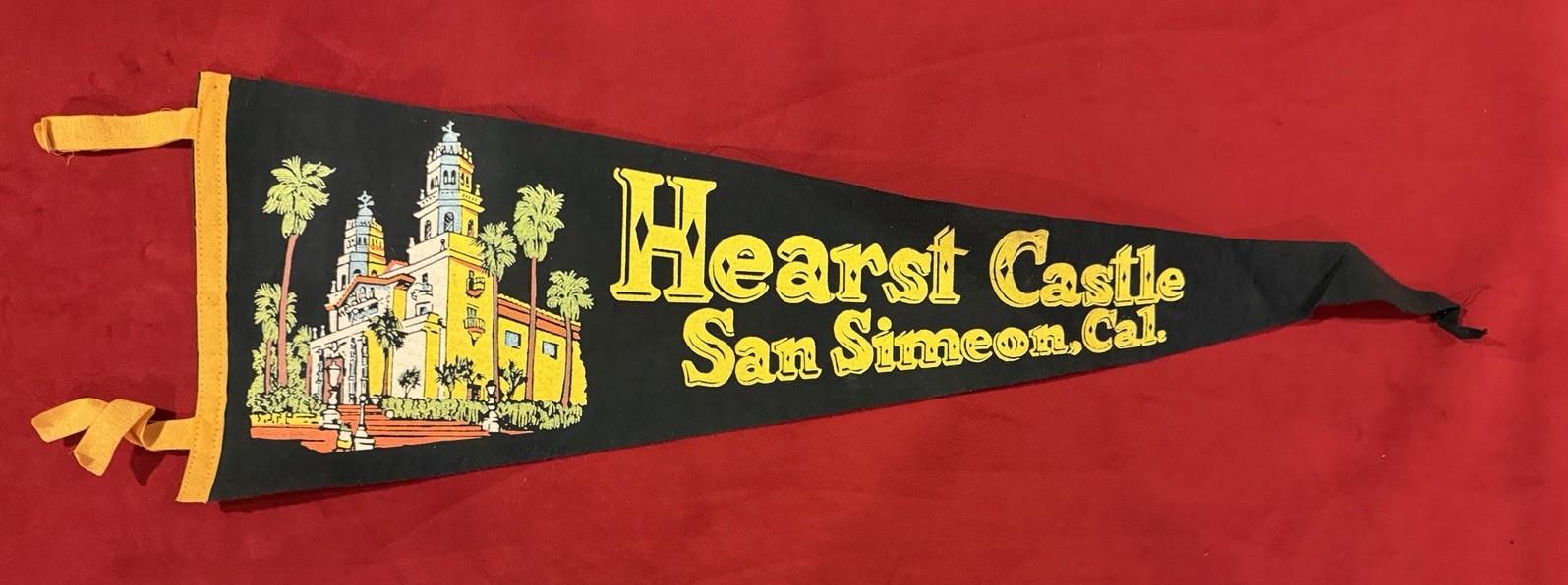 Vintage Hearst Castle San Simeon California 25 Inch Travel Pennant
