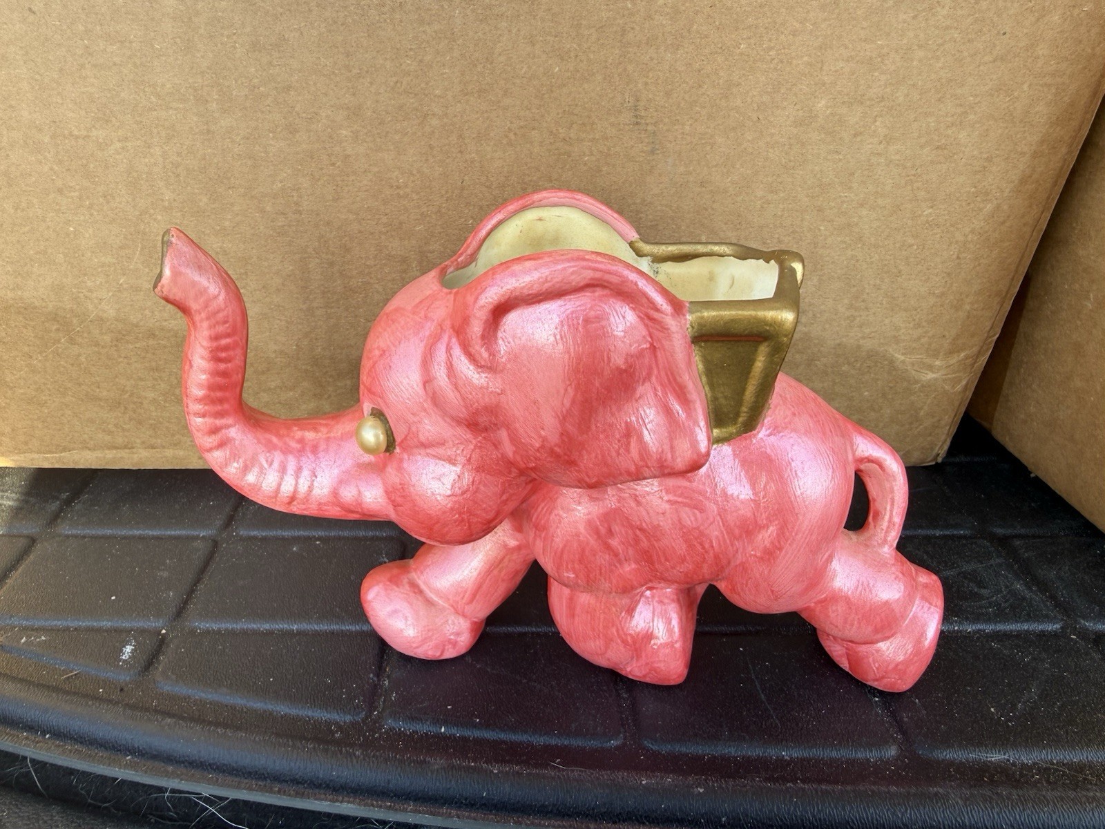 Mid Century Pink Ceramic Elephant Pottery Planter Vase Mid Century Pink Ceramic Elephant Pottery Planter Vase