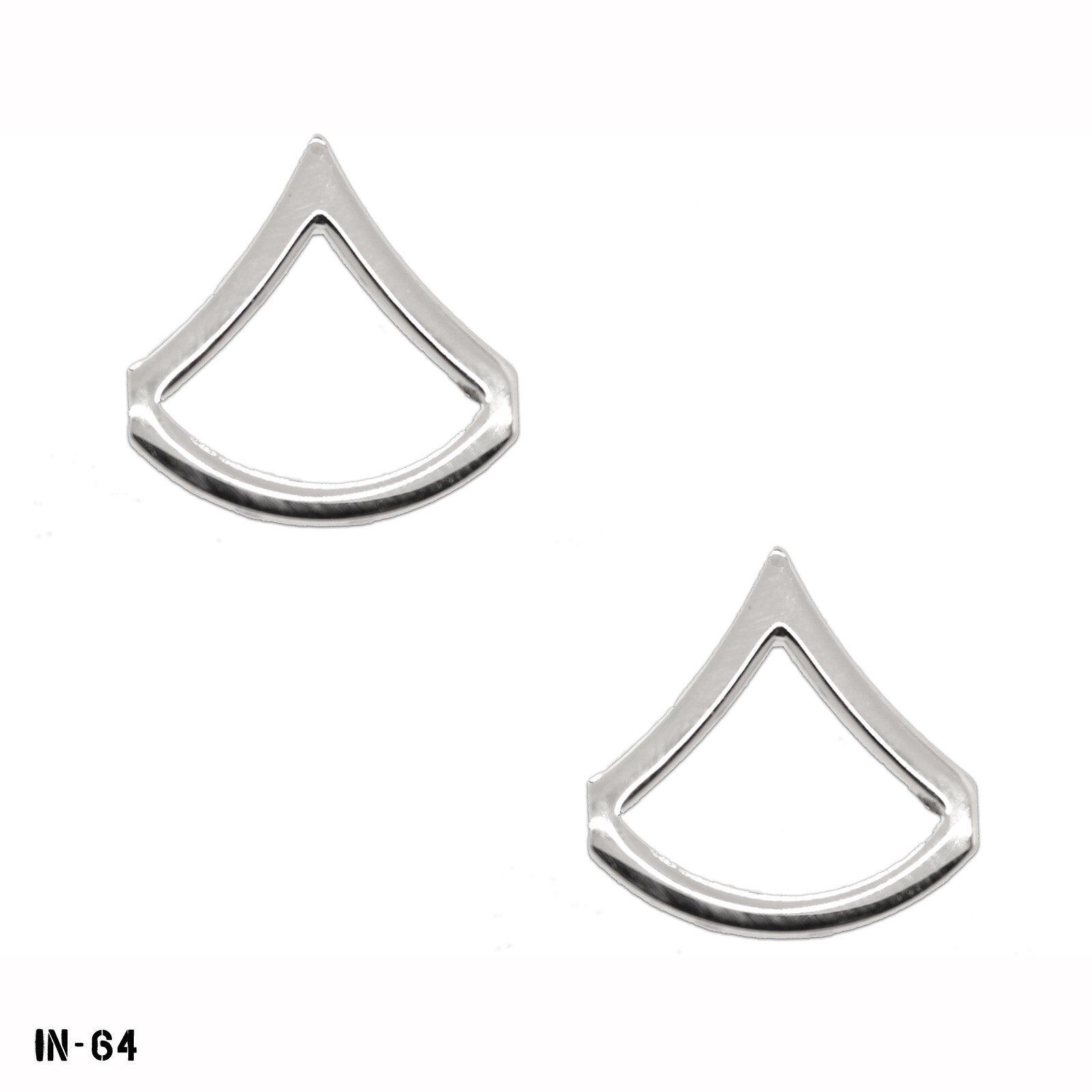 PAIR Private First Class ~ PFC Rank Chevron Pins ~ Silver Tone ~ Gemsco USA NEW