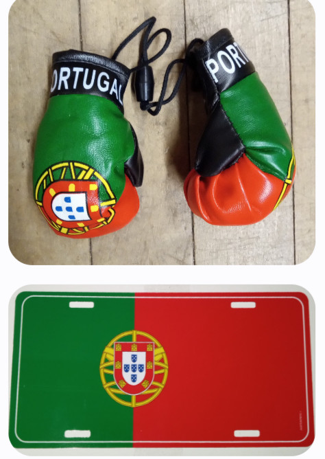 2 PORTUGAL GIFTS: 1 PORTUGAL LICENSE PLATE + 1 PORTUGAL CAR ORNAMENT $29.50