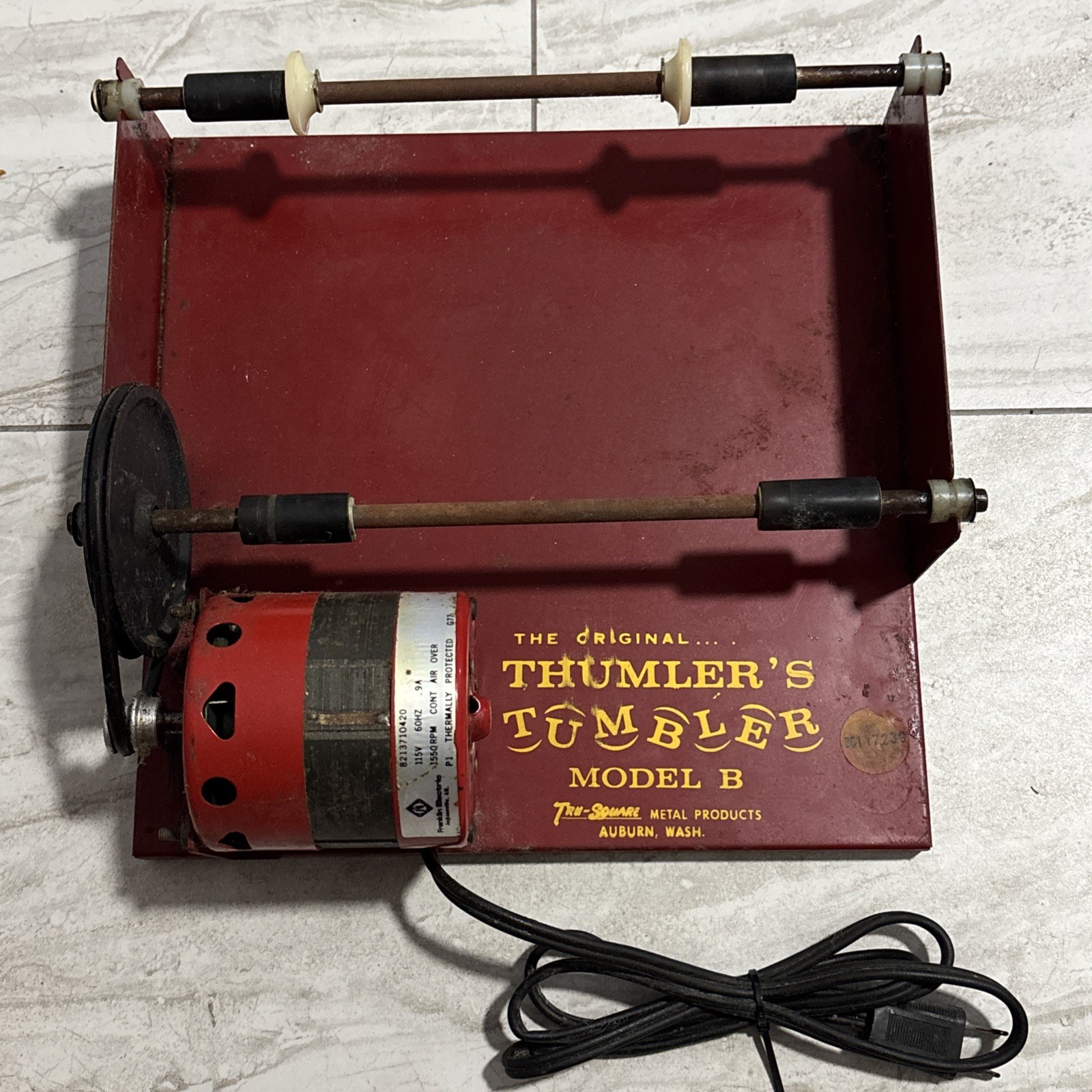 Vintage Thumler's Tumbler Model B Base & Motor Assembly Only Tested Working Vintage Thumler's Tumbler Model B Base & Motor Assembly Only Tested Working