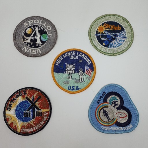 Lot Of 5 Vintage Nasa Patches Skylab, First Lunar Landing, Apollo