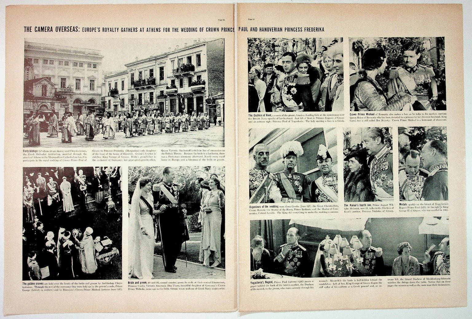 1938 Athens Royal Wedding Magazine Page Crown Prince Paul & Frederika