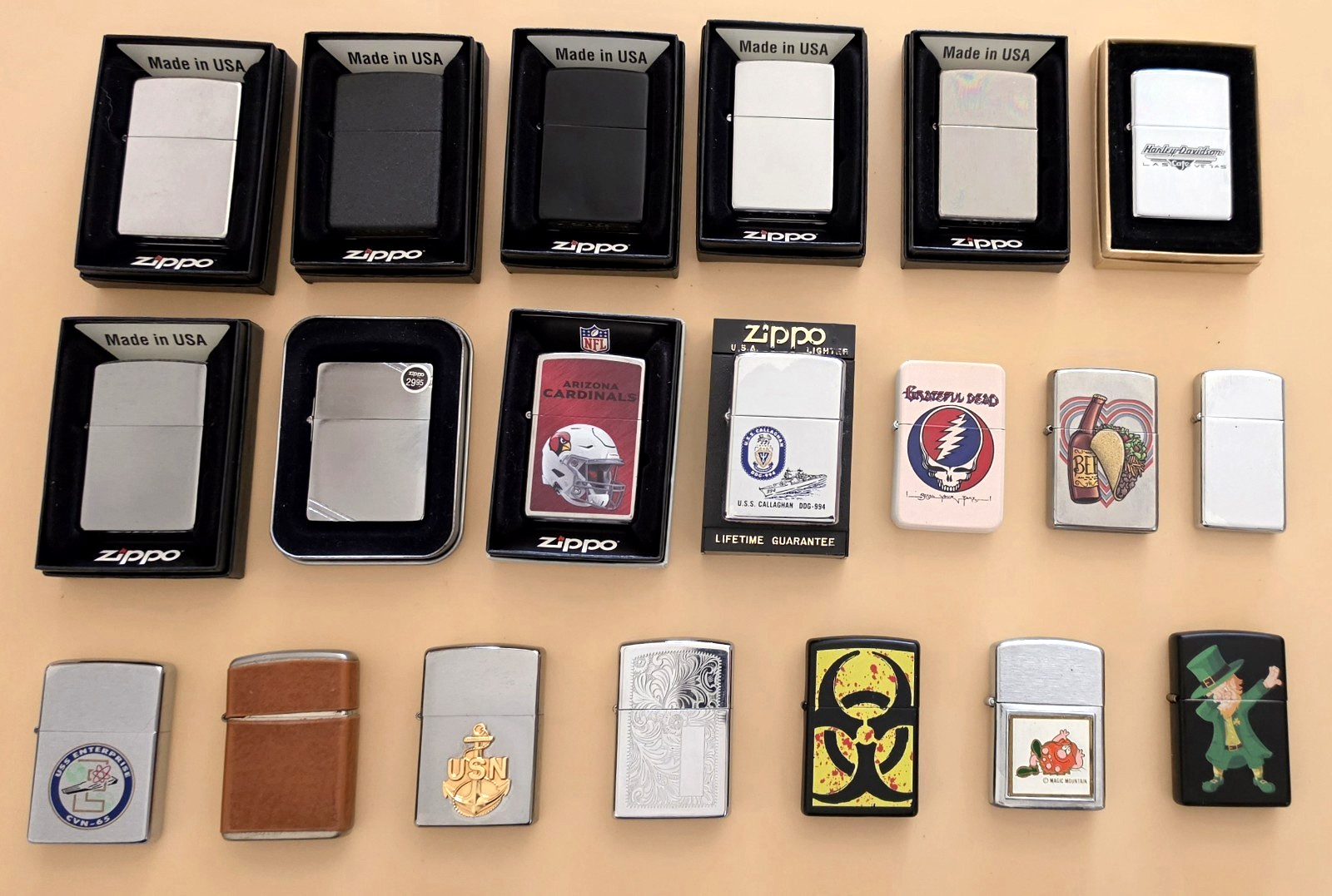 Lpt Of 20 Zippo Lighters, New, Used, and Vintage Lpt Of 20 Zippo Lighters, New, Used, and Vintage