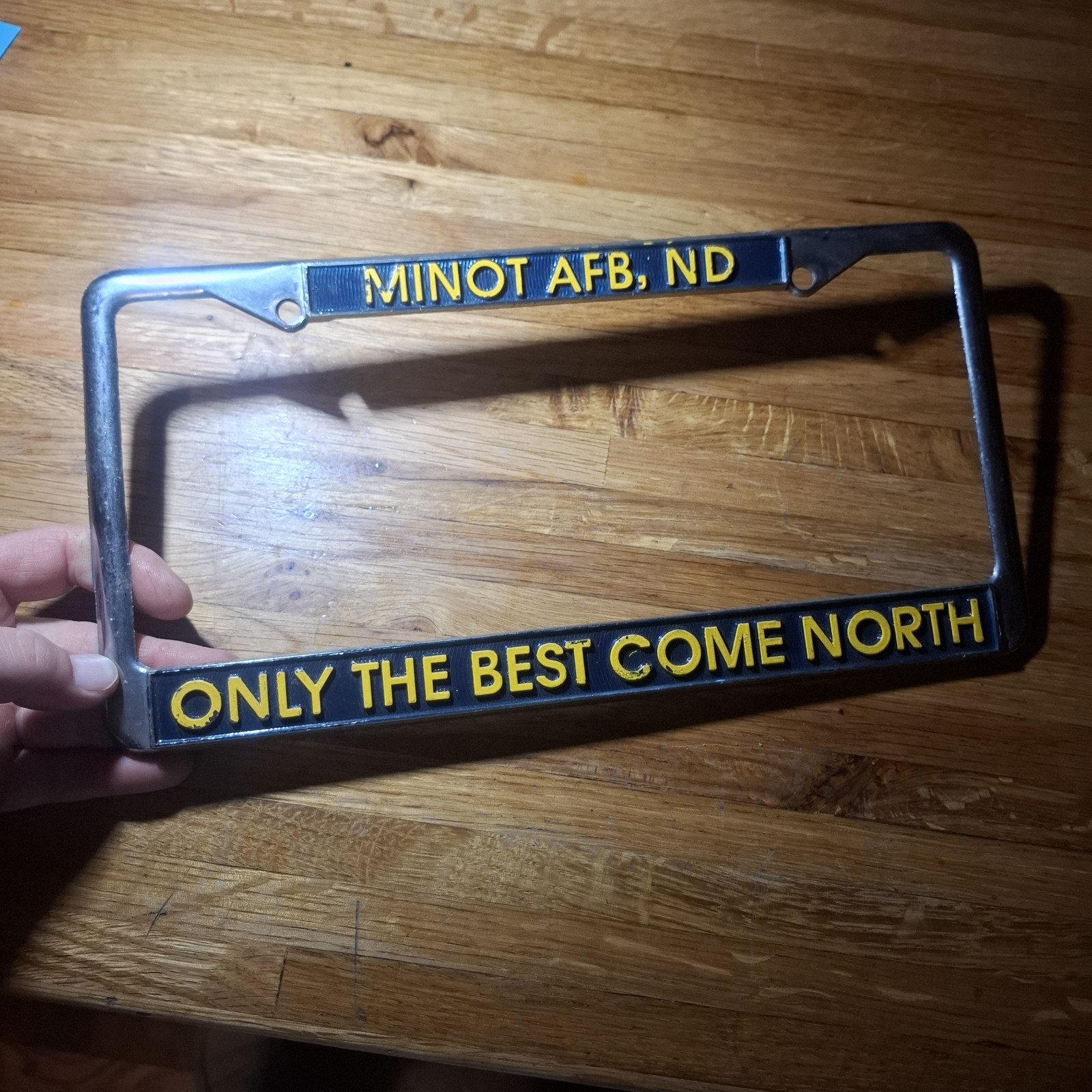 vintage MINOT AFB ND ONLY THE BEST COME NORTH Air force base License plate Frame vintage MINOT AFB ND ONLY THE BEST COME NORTH Air force base License plate Frame