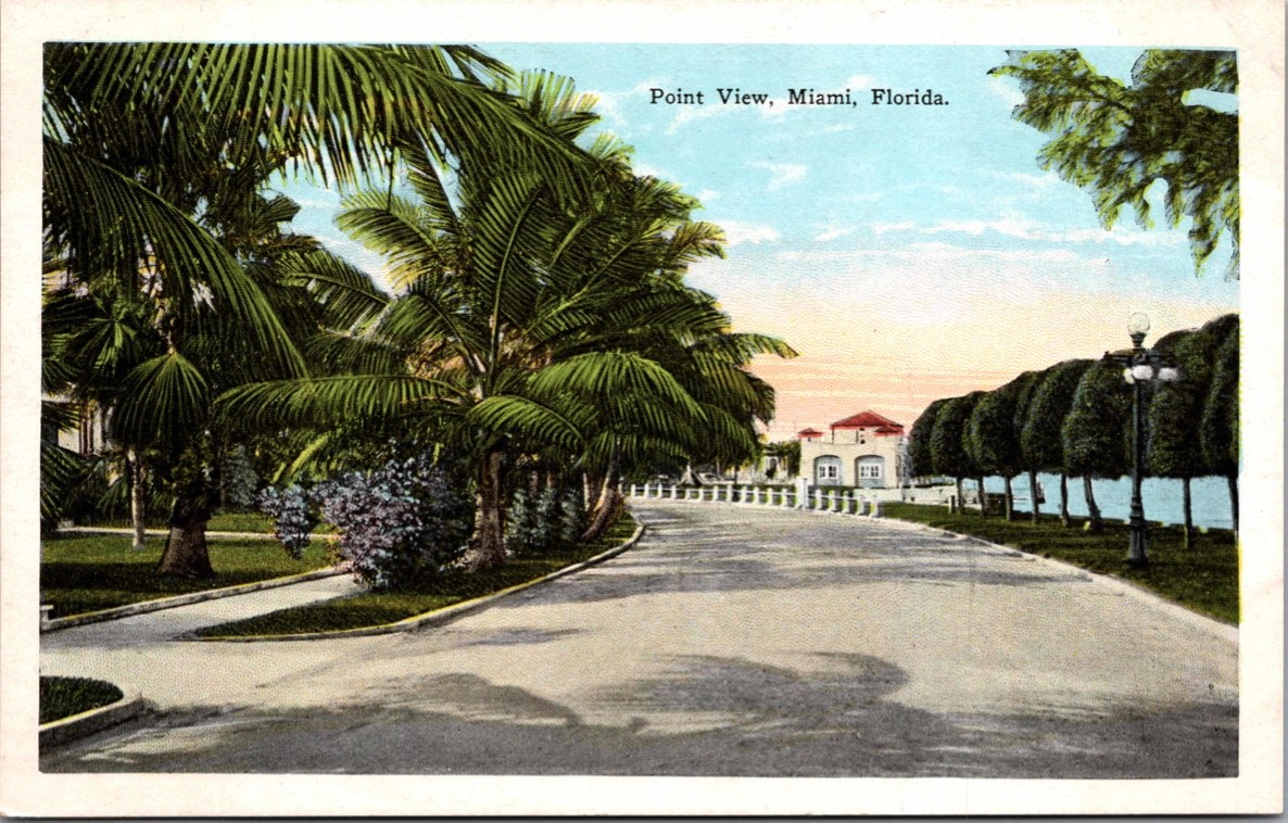 c1935 Point View Road & Palm Trees Miami Florida FL E C Kropp Co Postcard c1935 Point View Road & Palm Trees Miami Florida FL E C Kropp Co Postcard