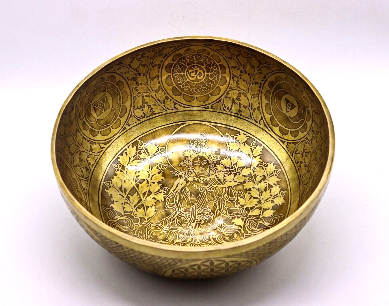 12 inches green Tara flower of life singing bowls - Tibetan sound healing bowl