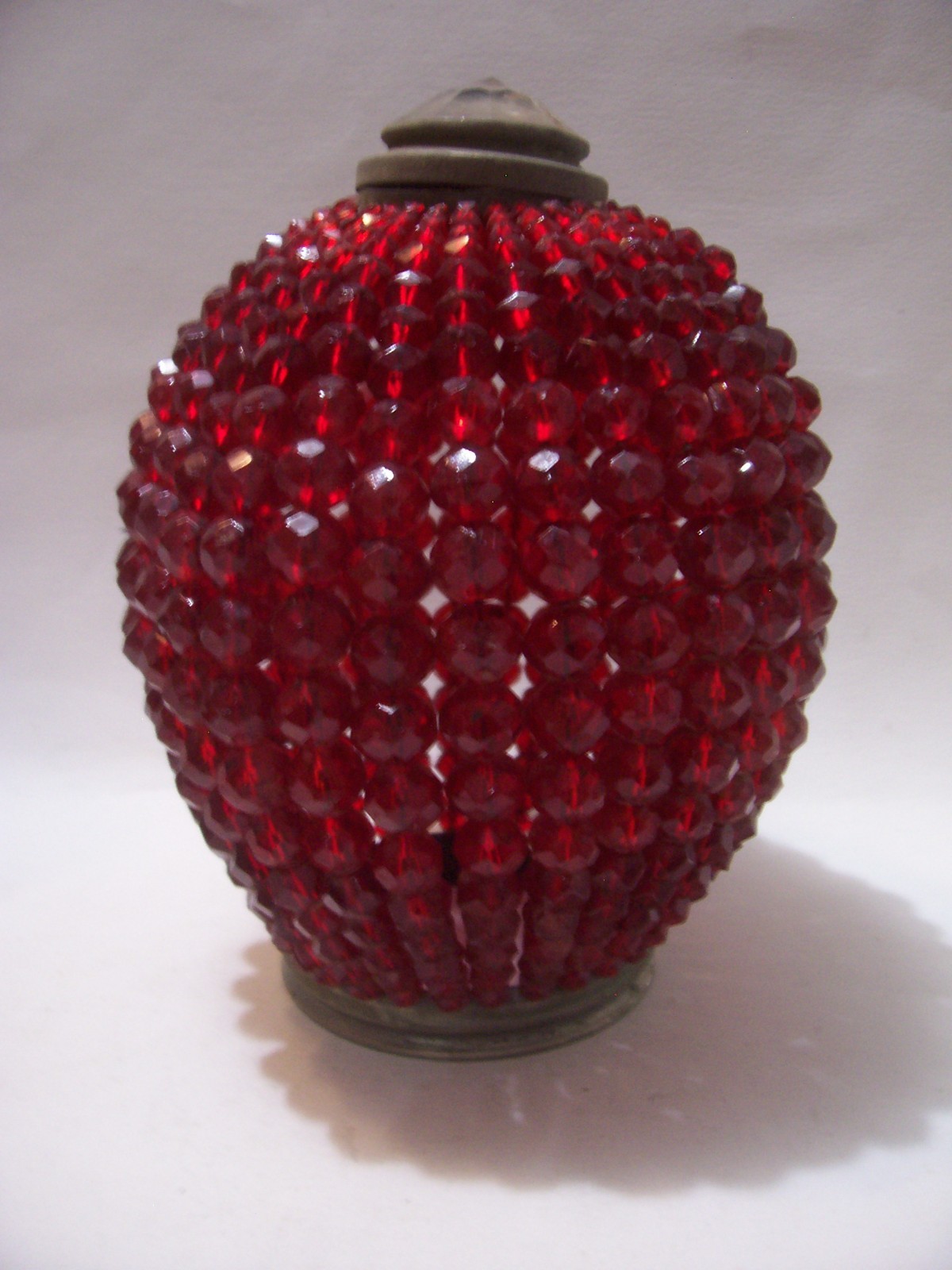 ANTIQUE CZECH RED GLASS BEADED BULB COVER LAMP SHADE ONLY 7 1/2 X 6 INCHES AS IS ANTIQUE CZECH RED GLASS BEADED BULB COVER LAMP SHADE ONLY 7 1/2 X 6 INCHES AS IS