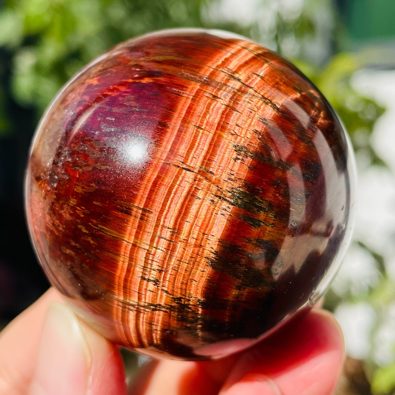 210g Natural Golded Red Tiger Eye Stone Quartz Crystal Sphere Specimen Reiki