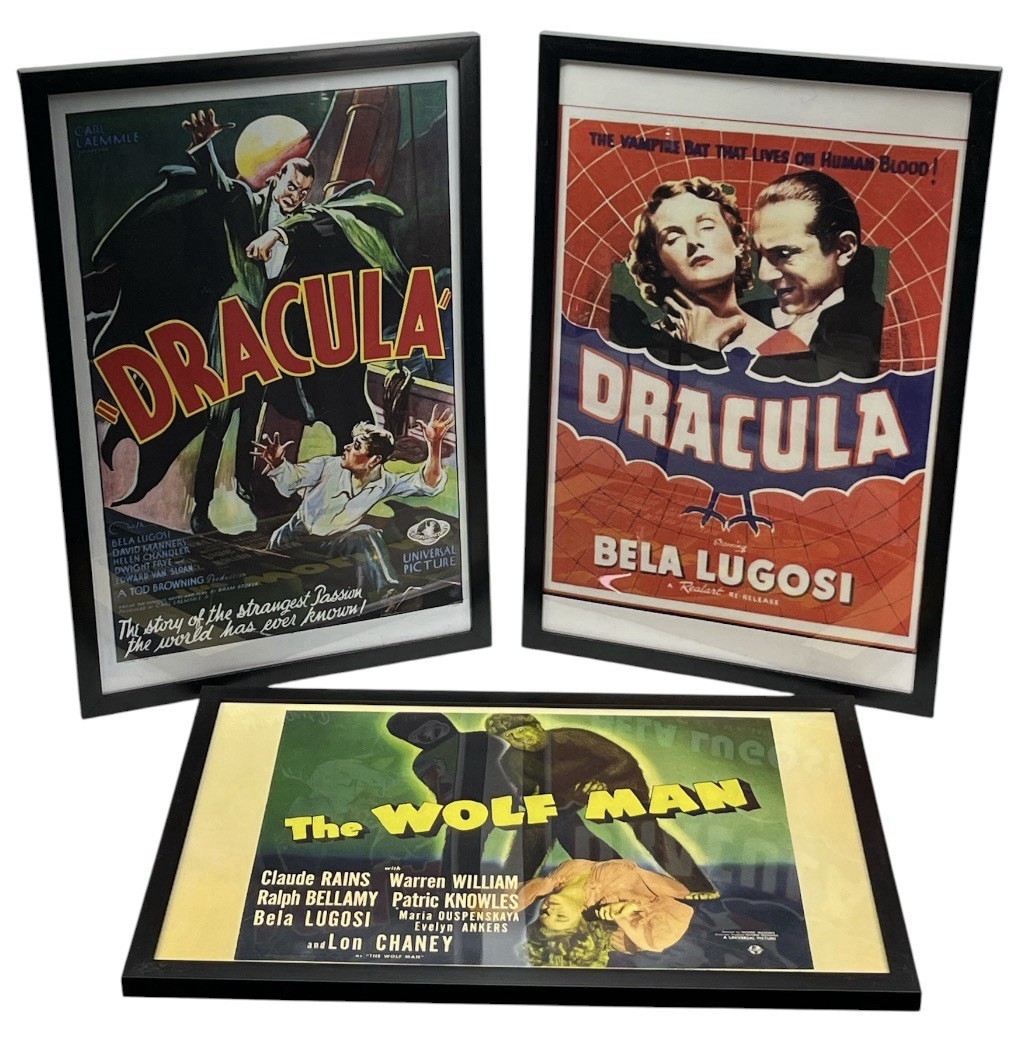 Universal Monsters Framed Poster Lot – Dracula & Wolf Man Reprint Prints Universal Monsters Framed Poster Lot – Dracula & Wolf Man Reprint Prints