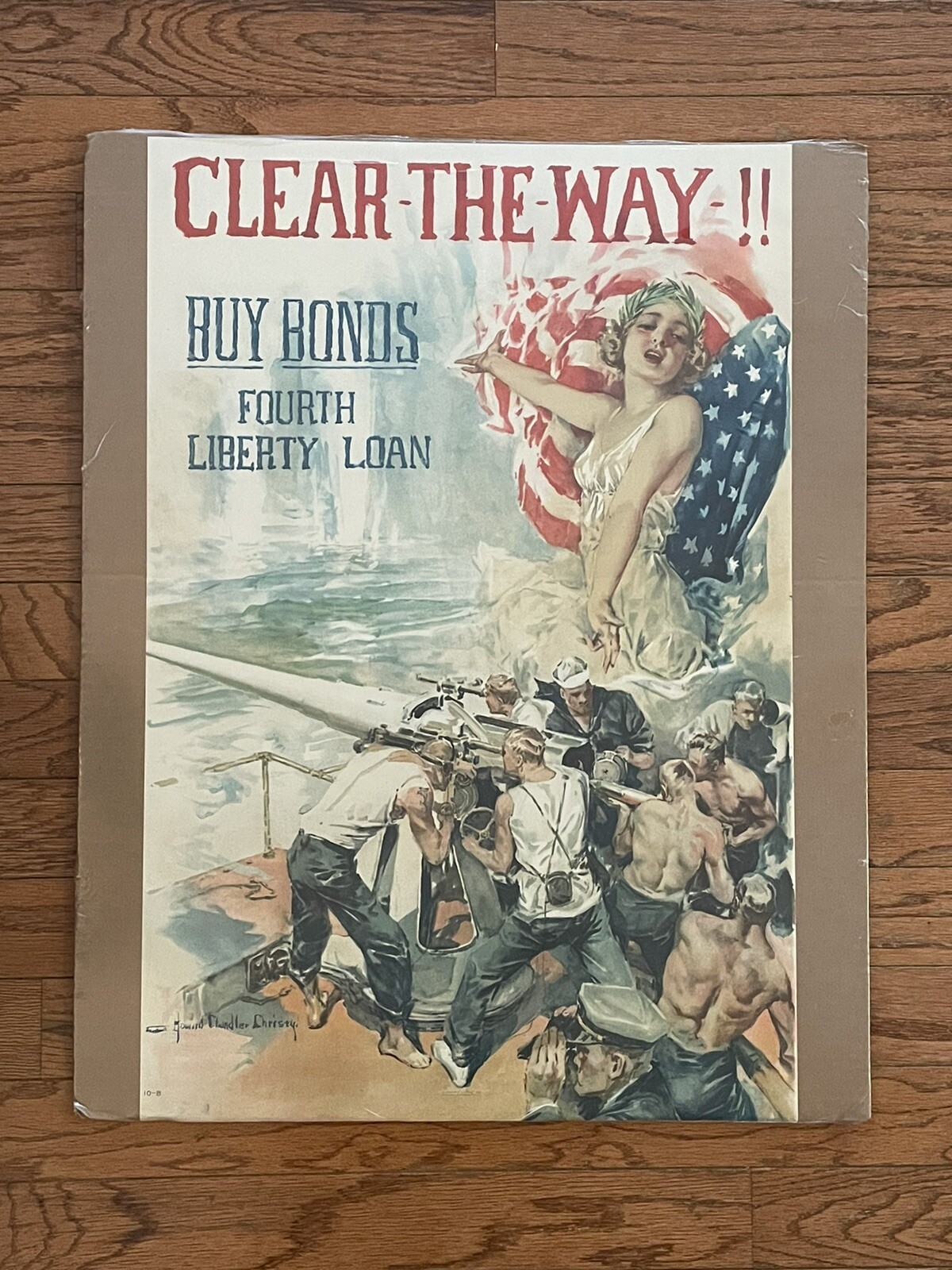 MINT Original WW1 “Clear The Way” Fourth Liberty Loan Full Size Poster 20x30”