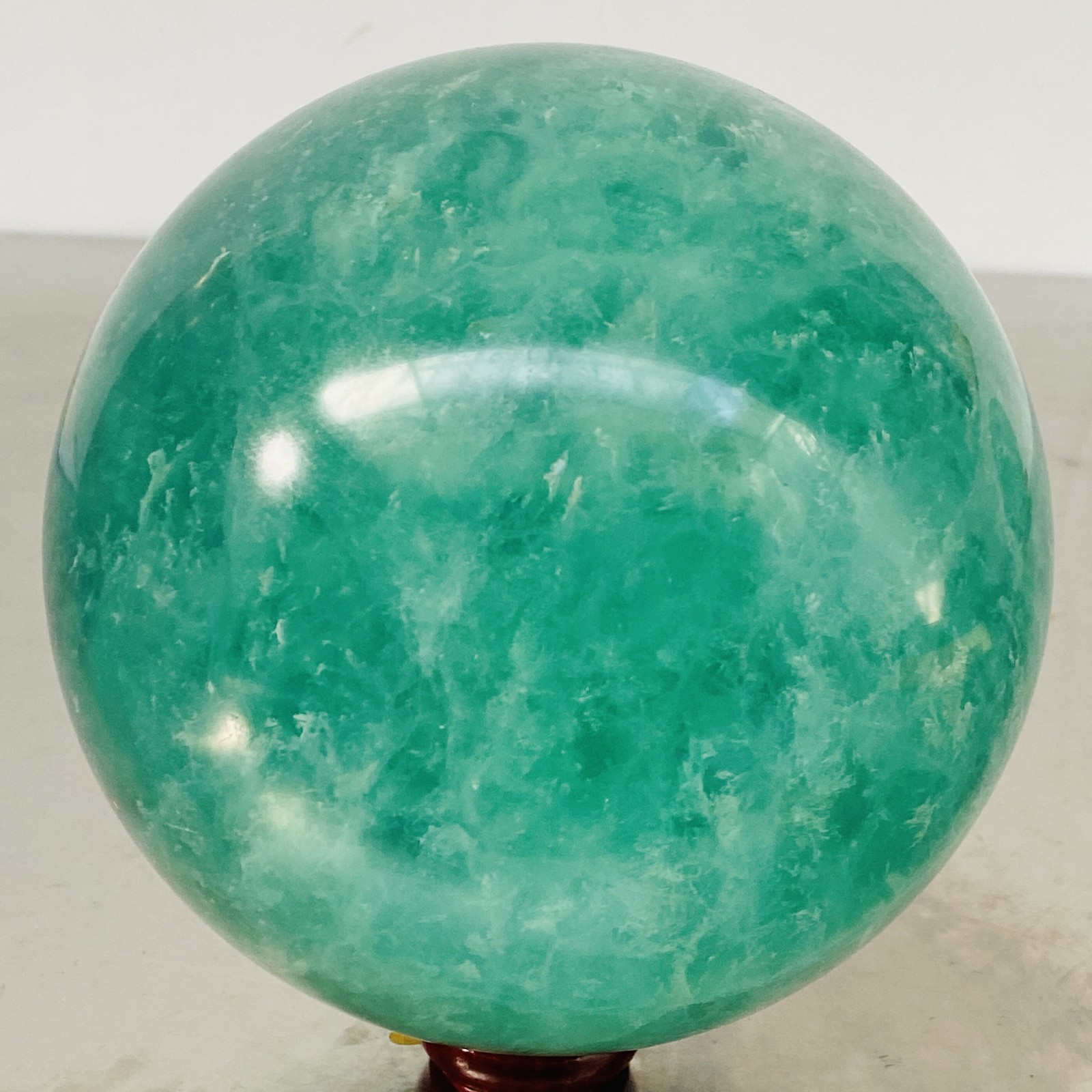 4420G Natural green fluorite Quartz Sphere Crystal Energy Ball Reiki Healing