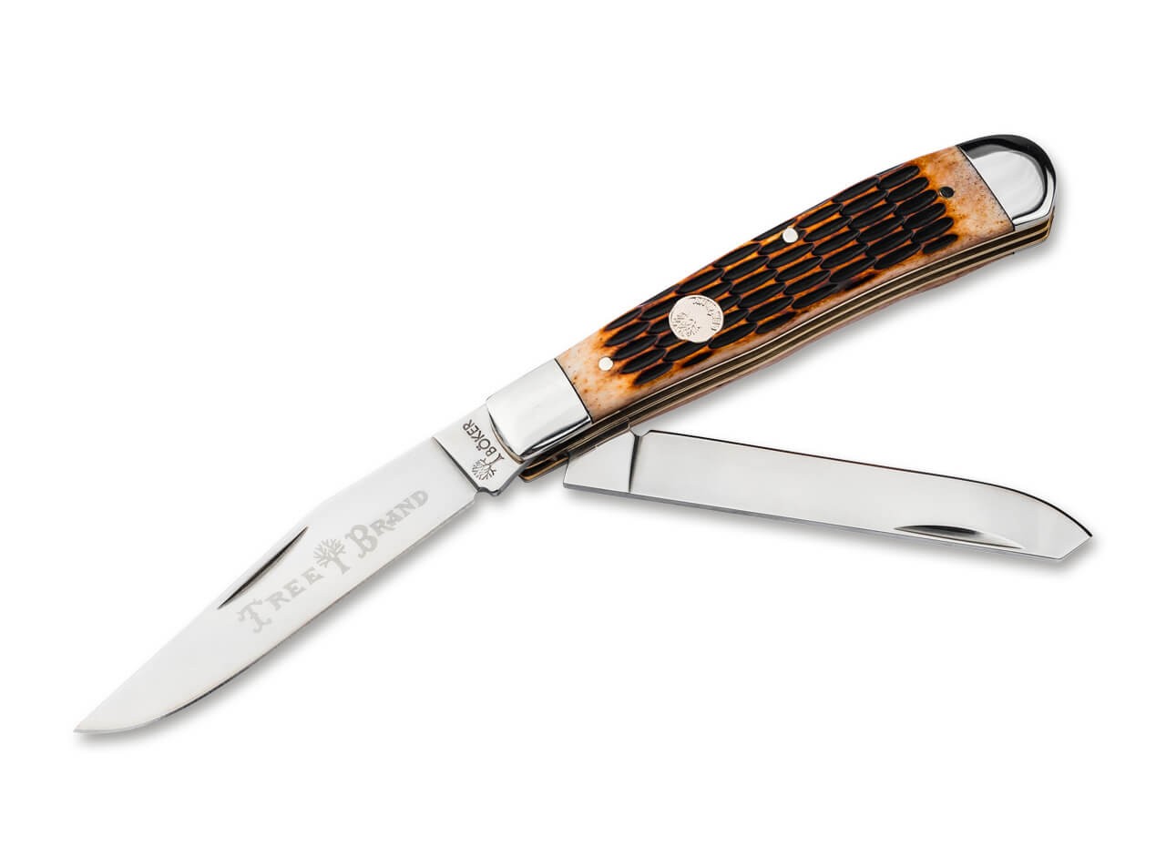 Boker Manufaktur Traditional Series 2.0 Trapper Pocket Knife Amber Bone D2 Blade